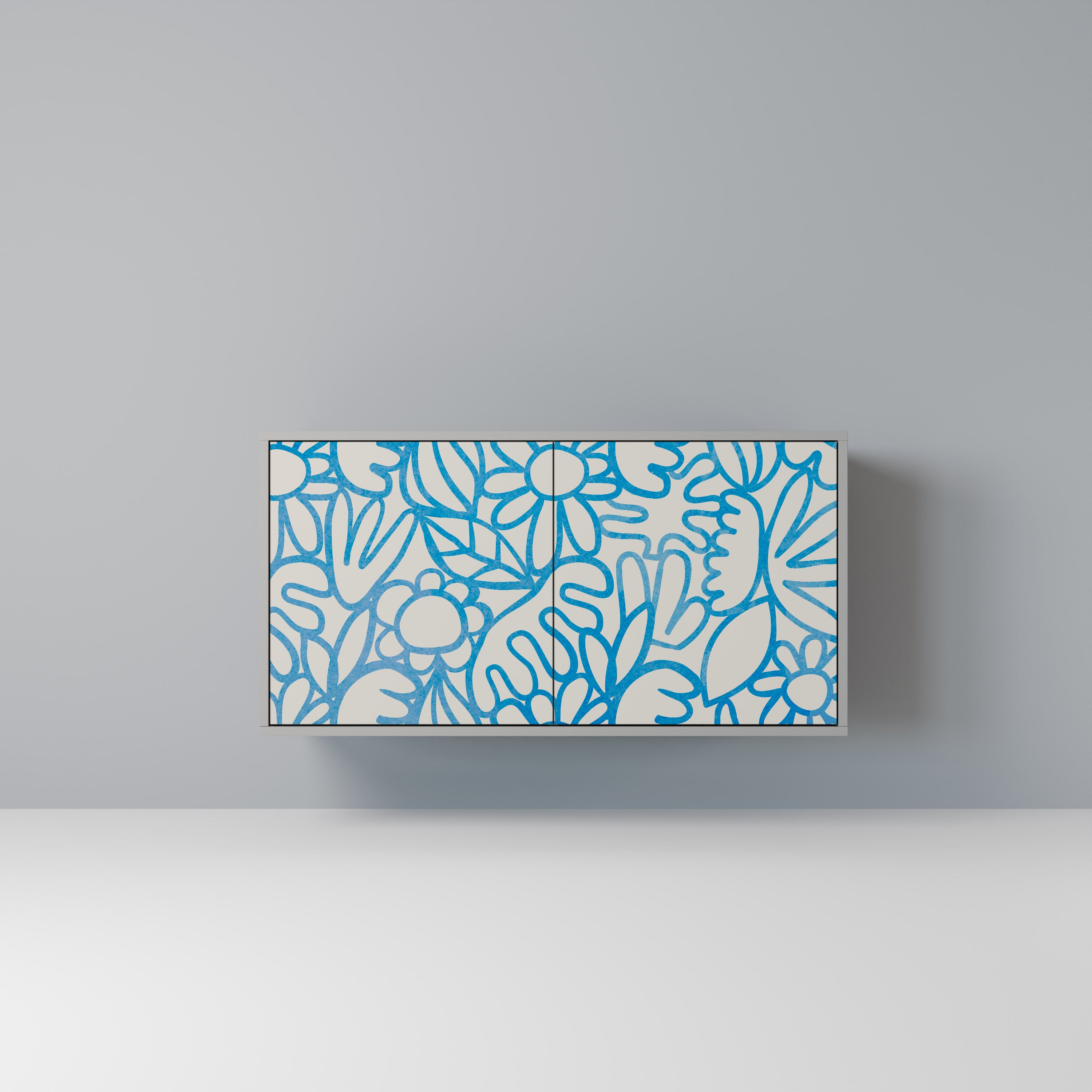 BLOOMY MORNING 2-Door Sideboard in Grey Finish