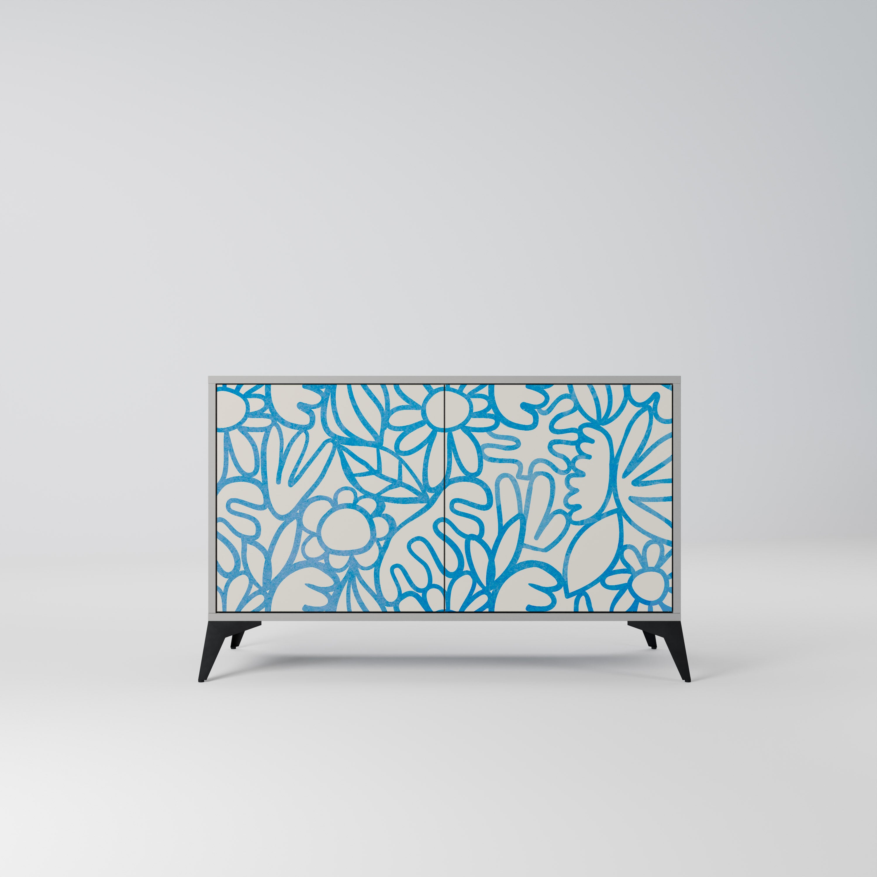 BLOOMY MORNING 2-Door Sideboard in Grey Finish