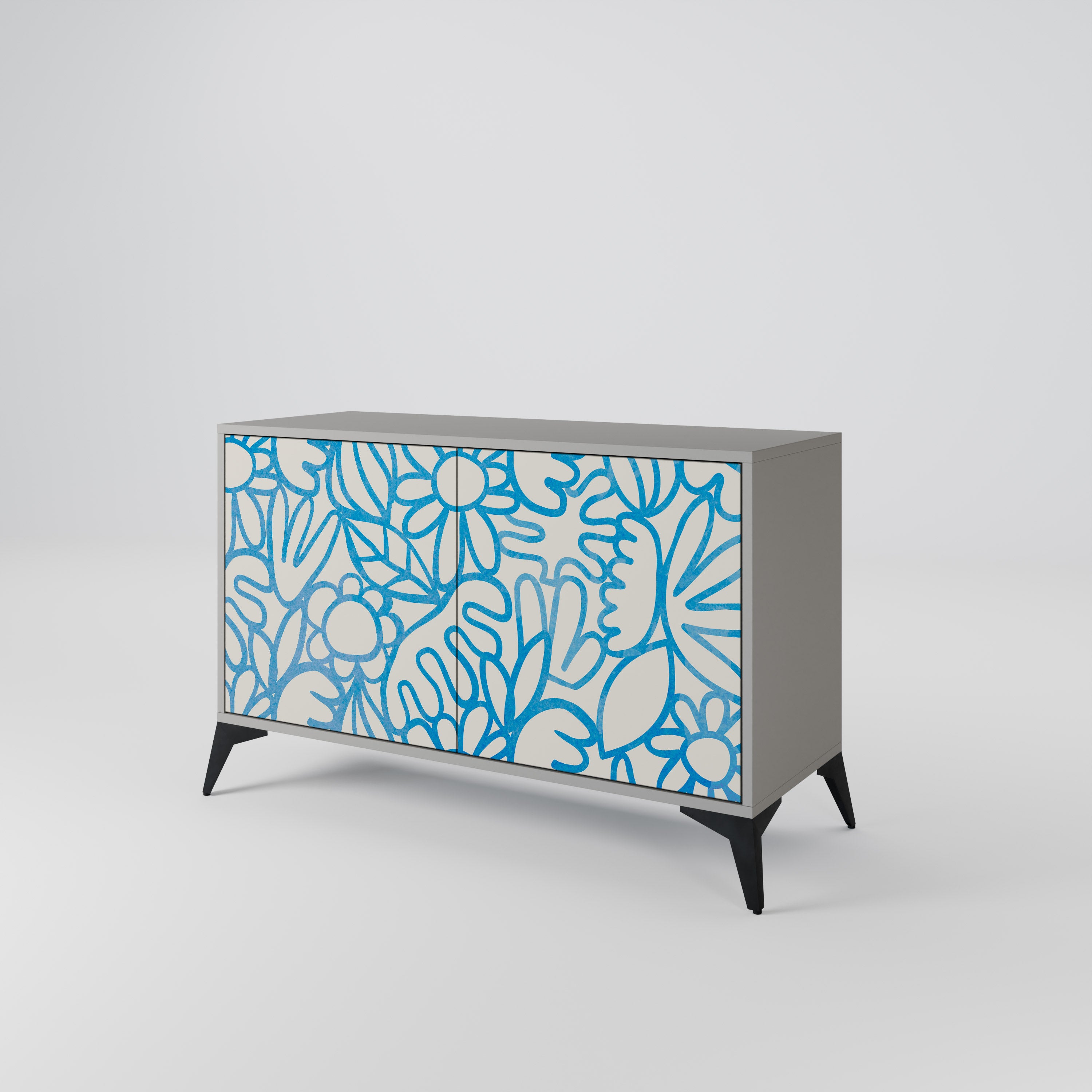 BLOOMY MORNING 2-Door Sideboard in Grey Finish