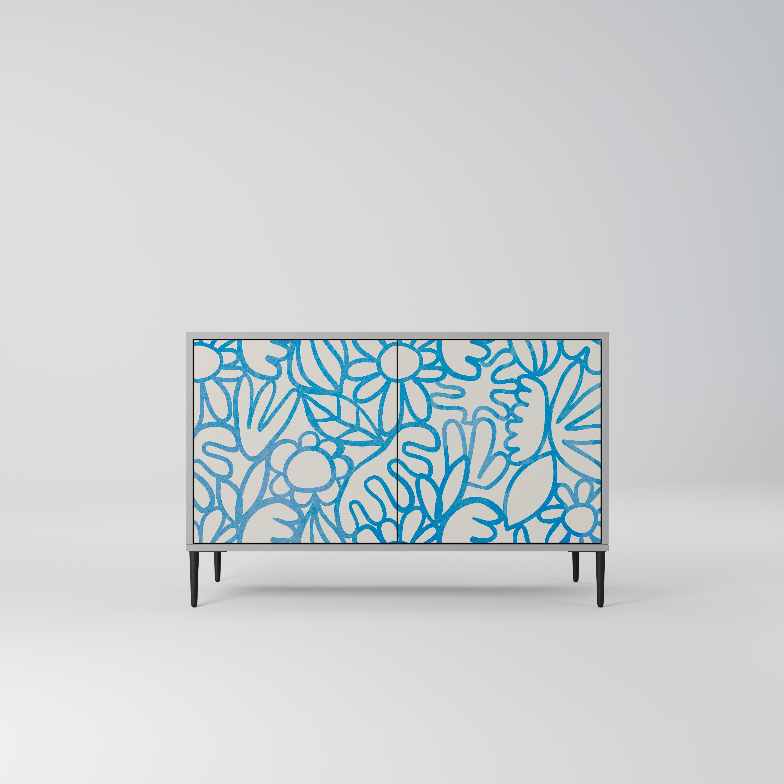 BLOOMY MORNING 2-Door Sideboard in Grey Finish