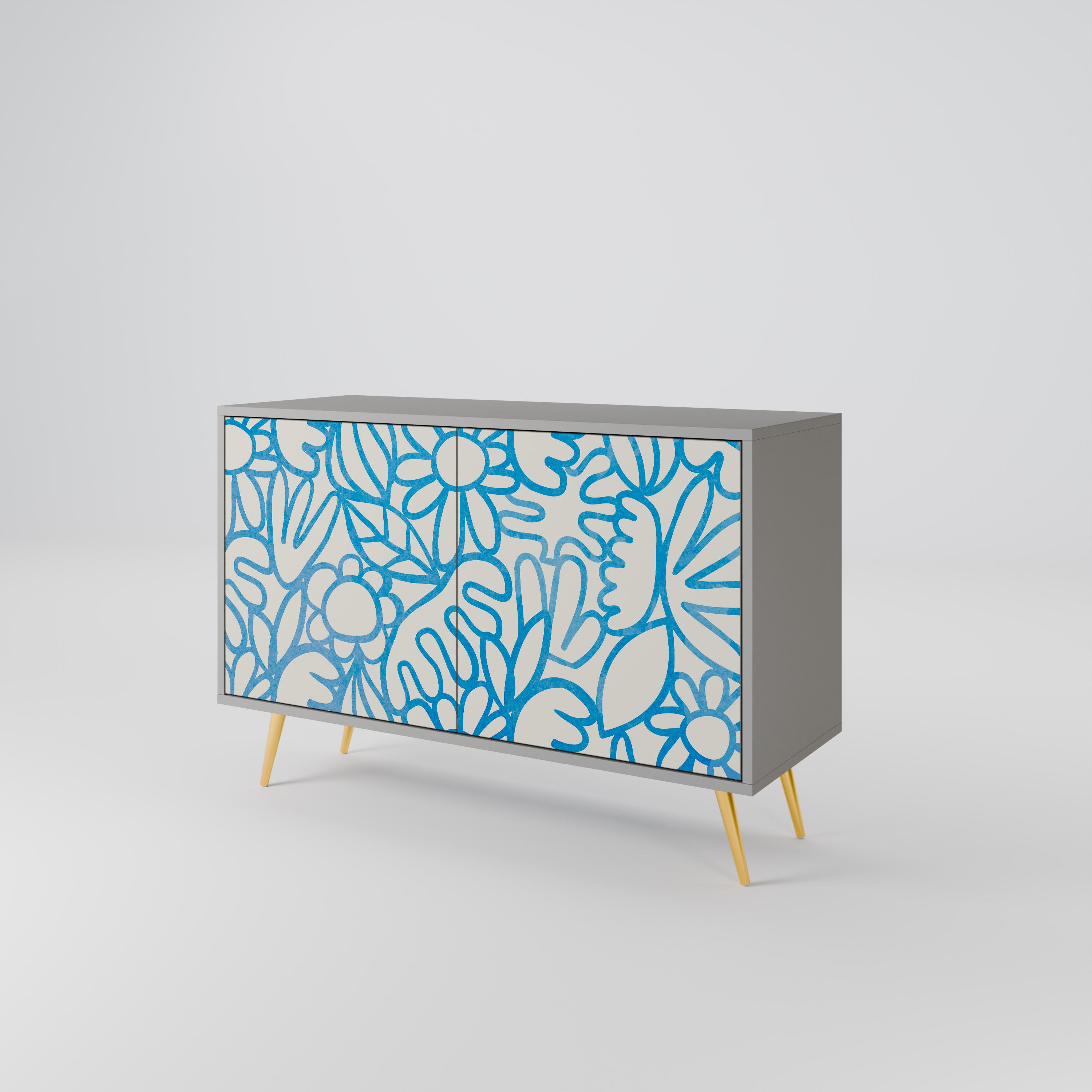 BLOOMY MORNING 2-Door Sideboard in Grey Finish