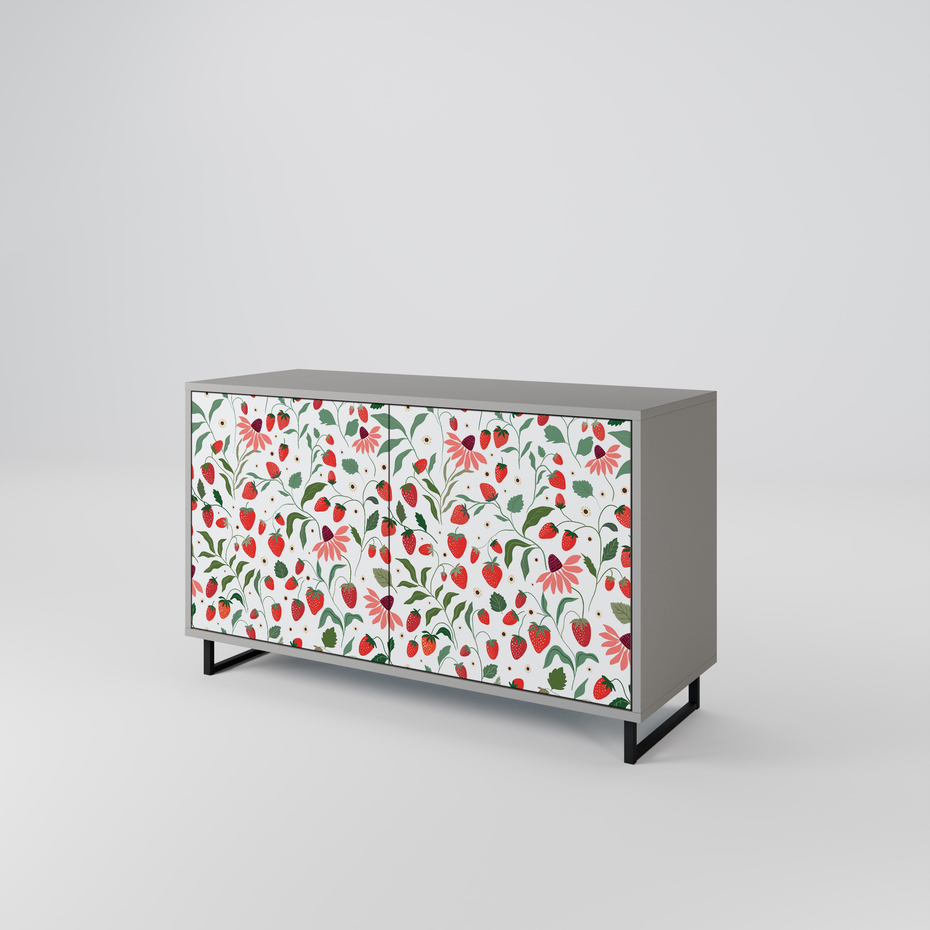 FLOWERS AND STRAWBERRIES 2-Door Sideboard in Grey Finish