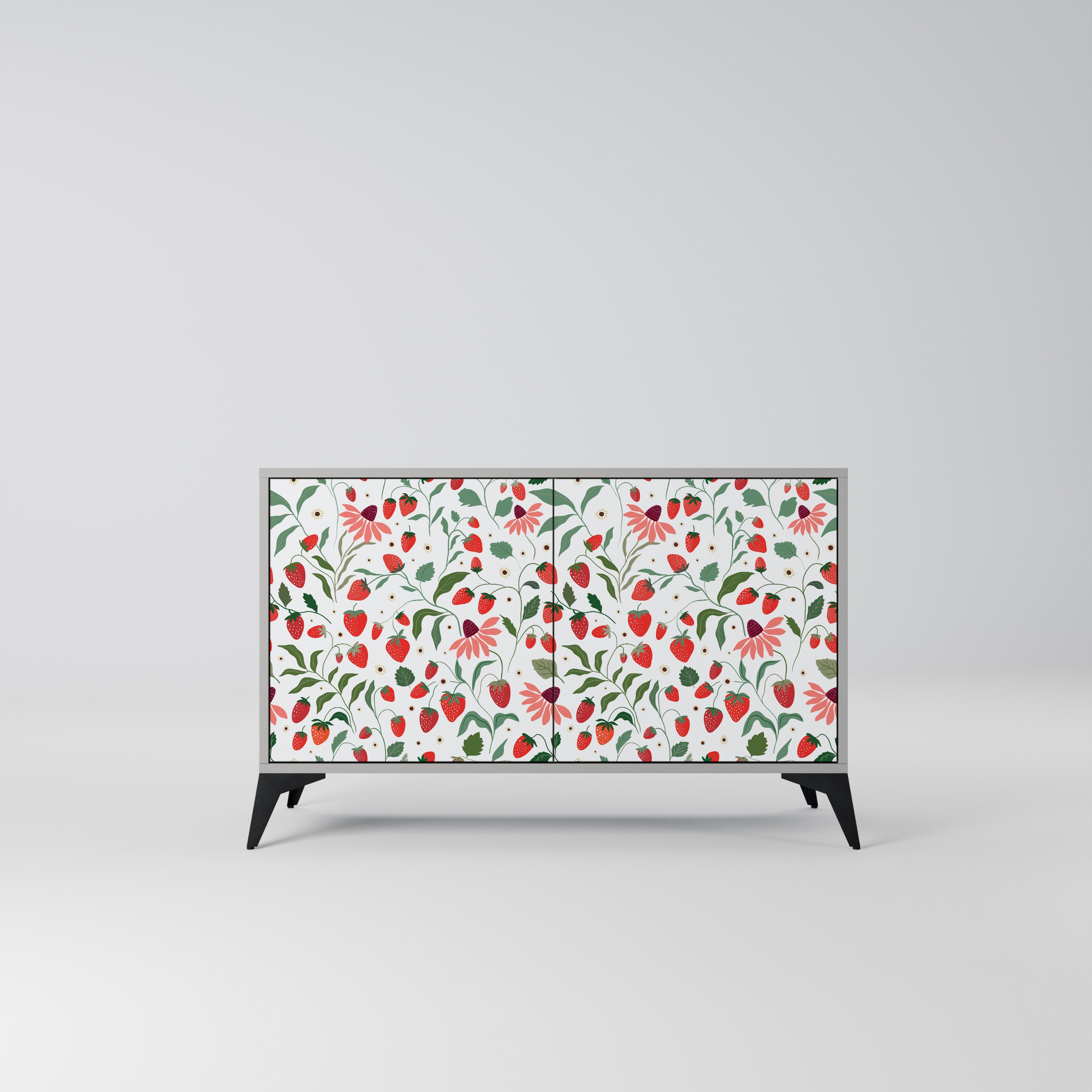FLOWERS AND STRAWBERRIES 2-Door Sideboard in Grey Finish