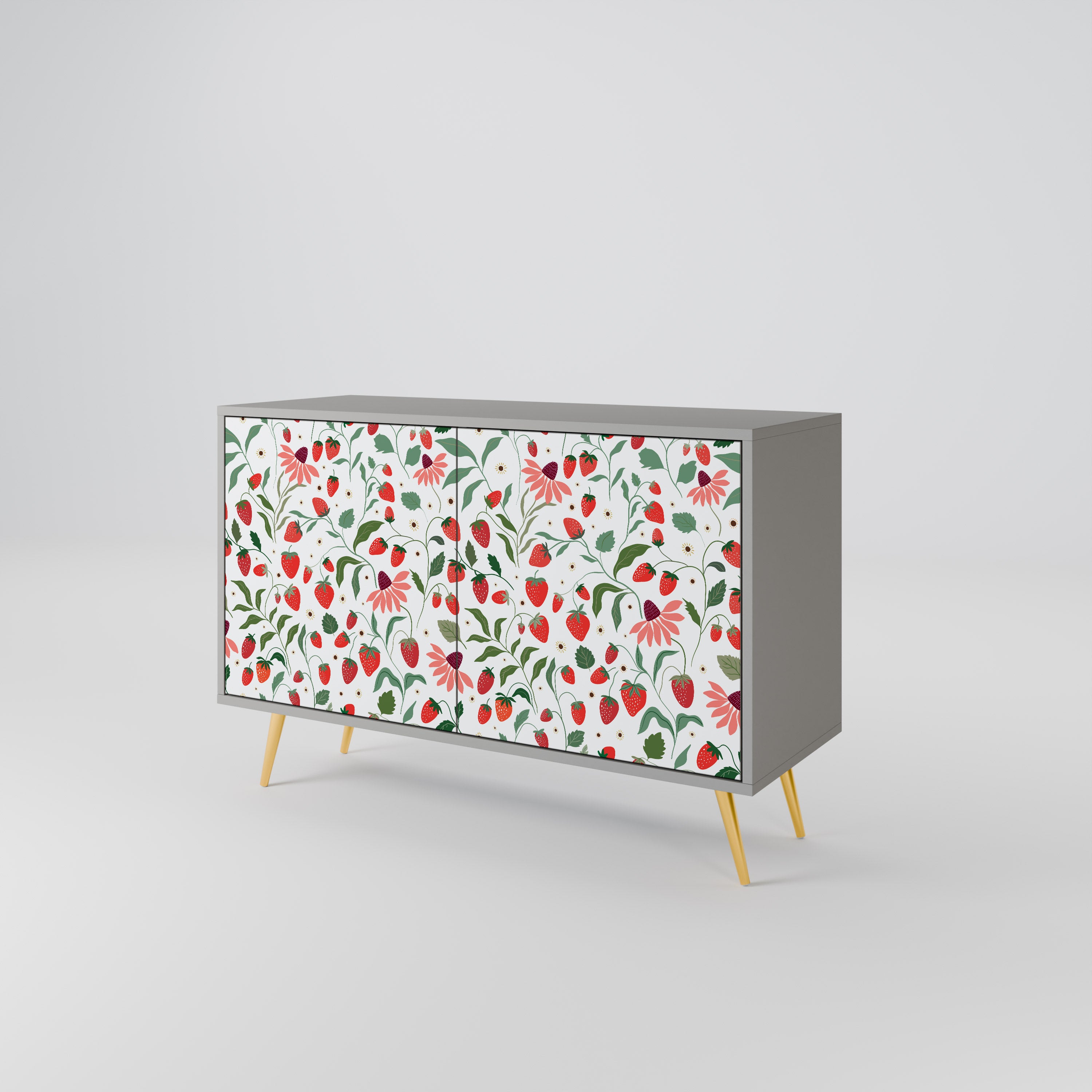 FLOWERS AND STRAWBERRIES 2-Door Sideboard in Grey Finish