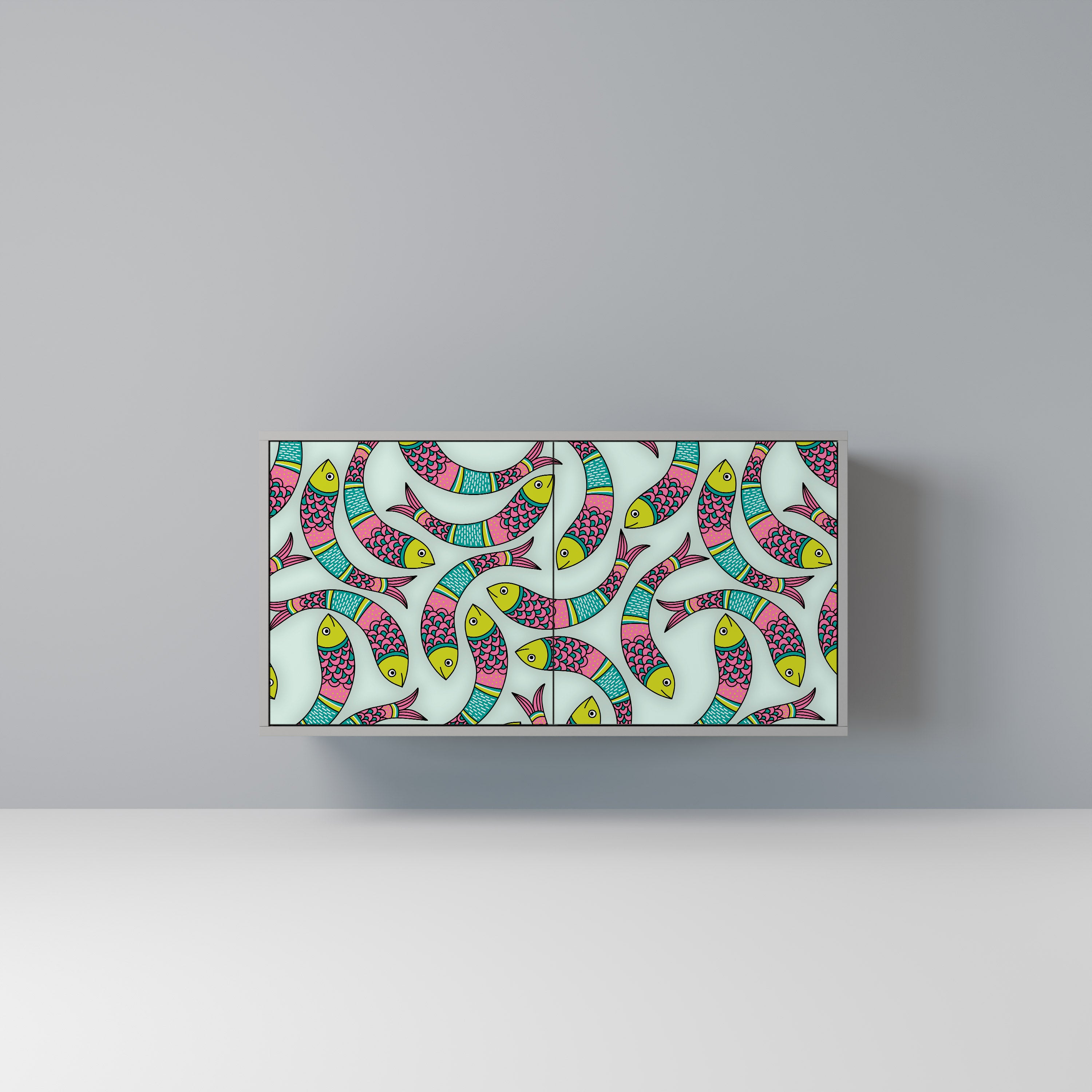 INDIAN FISH 2-Door Sideboard in Grey Finish