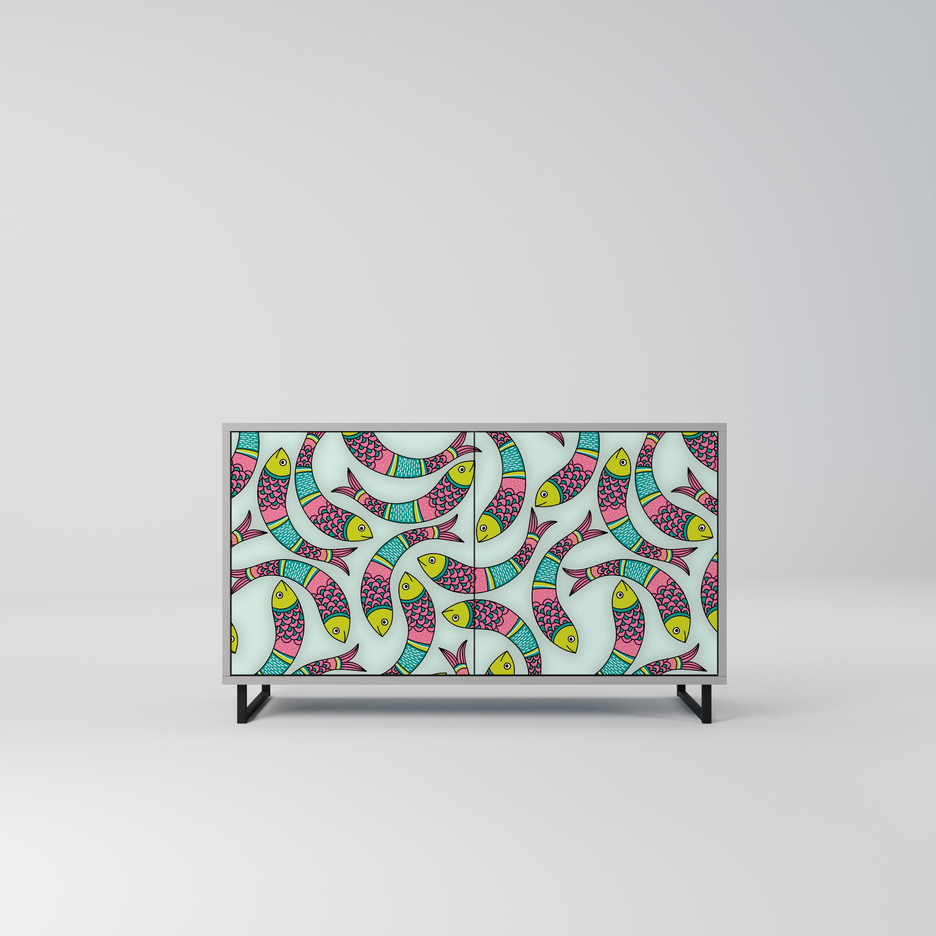 INDIAN FISH 2-Door Sideboard in Grey Finish