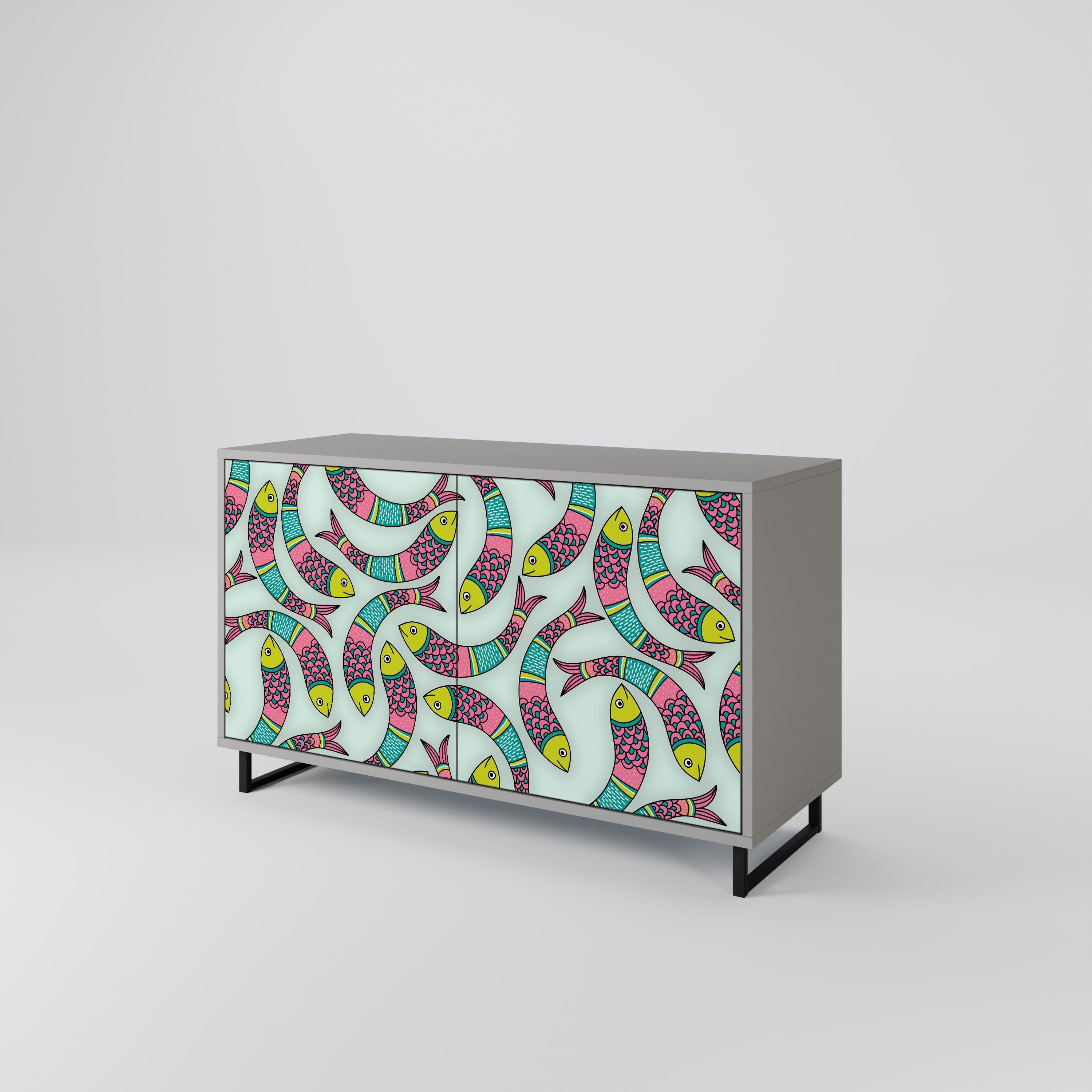 INDIAN FISH 2-Door Sideboard in Grey Finish