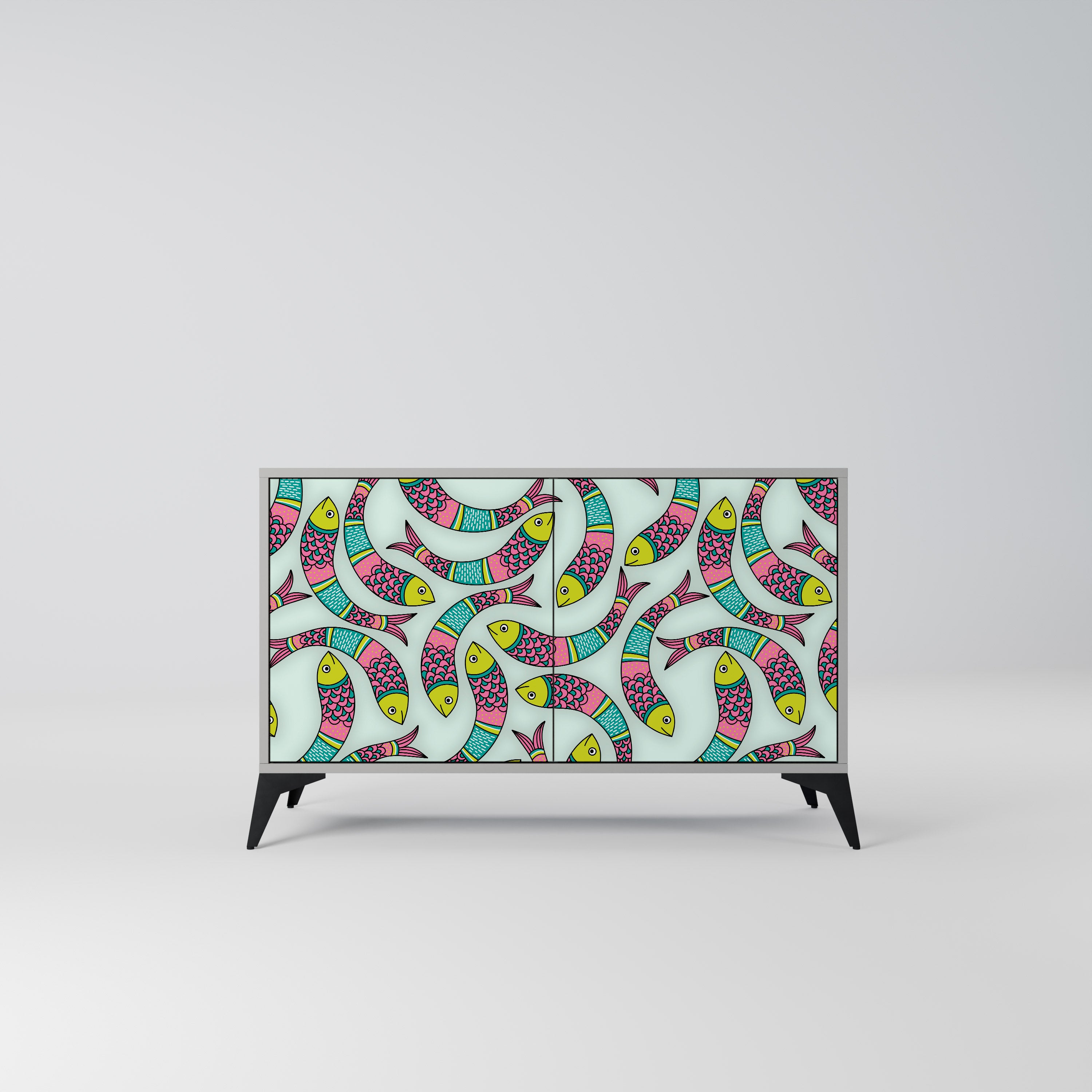 INDIAN FISH 2-Door Sideboard in Grey Finish