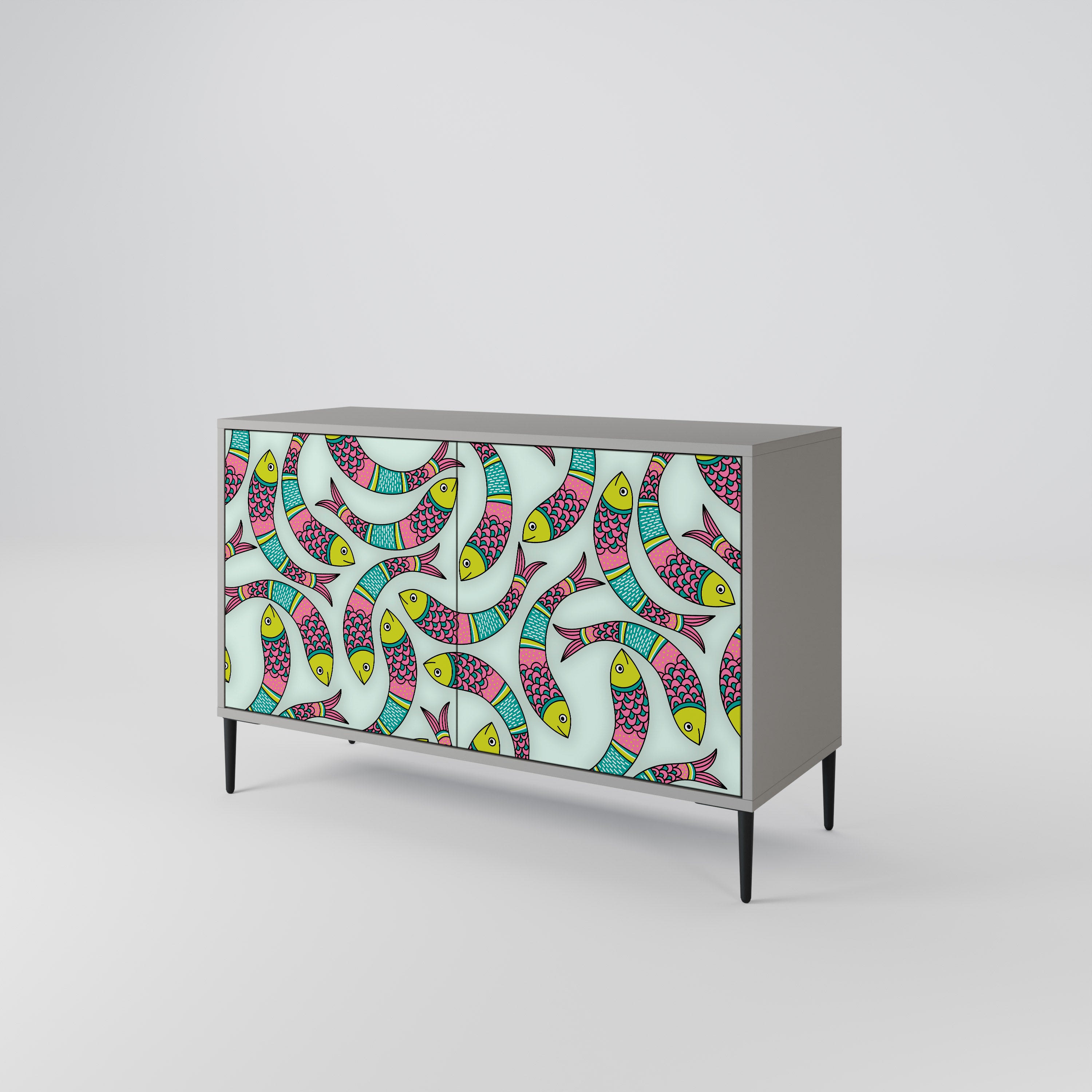 INDIAN FISH 2-Door Sideboard in Grey Finish