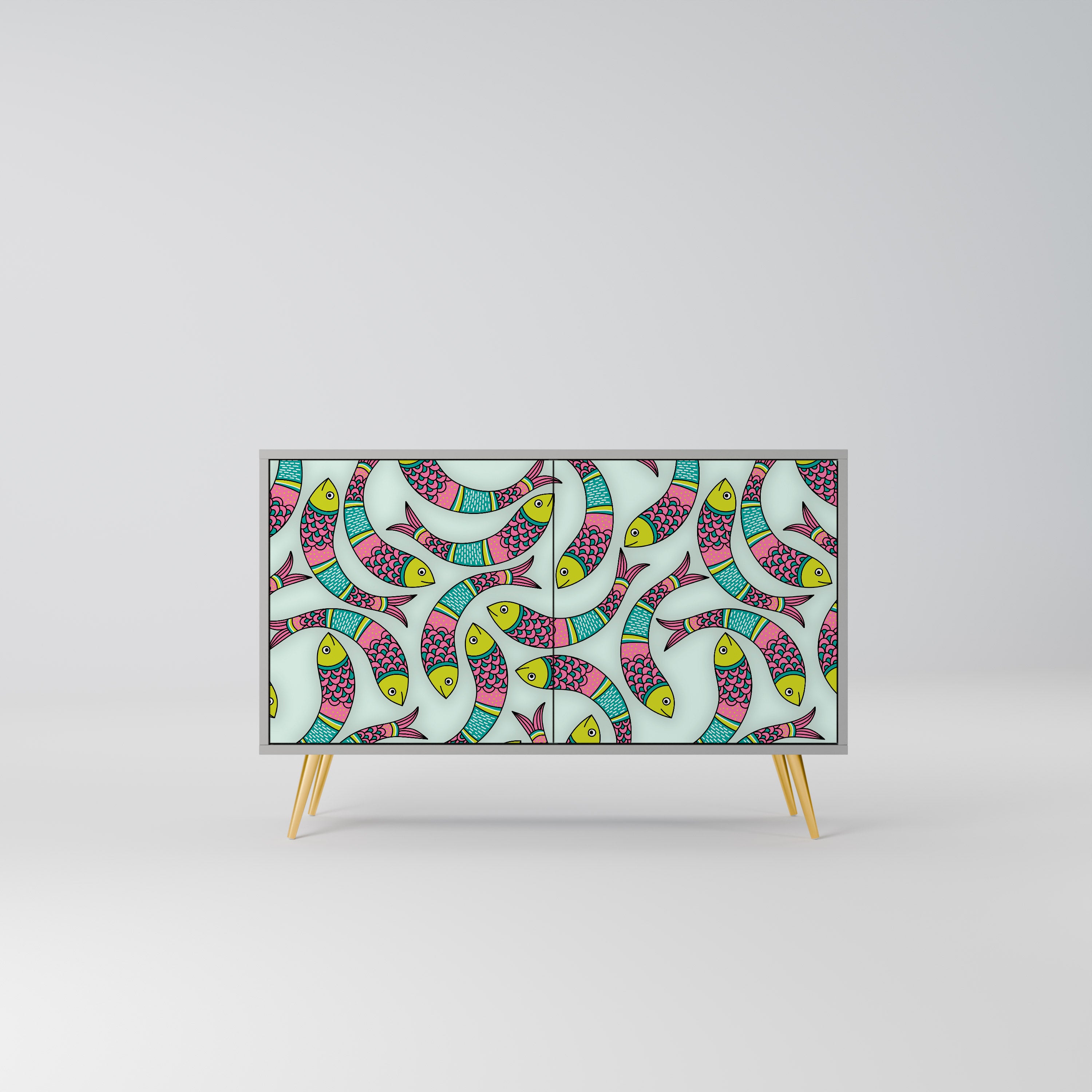 INDIAN FISH 2-Door Sideboard in Grey Finish