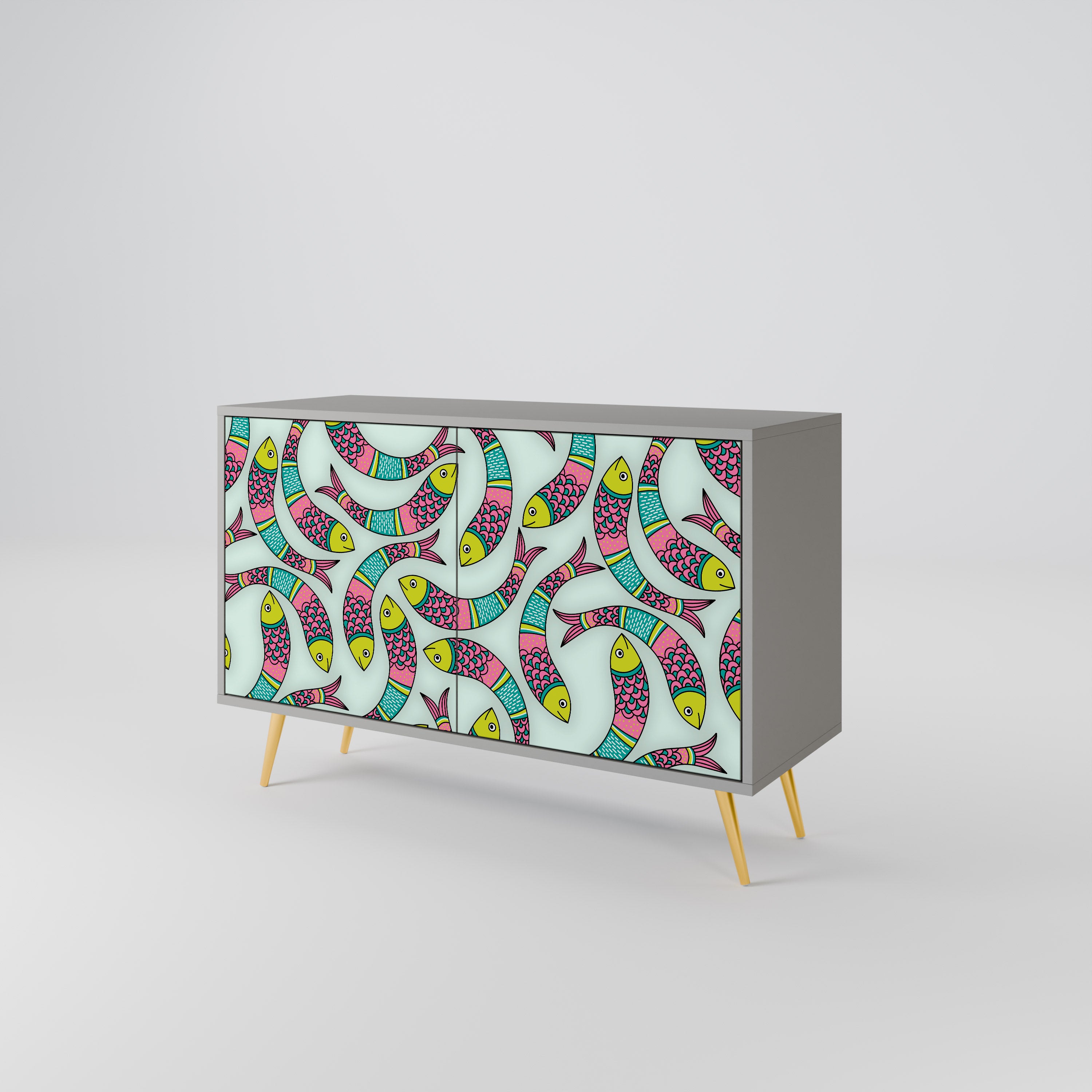 INDIAN FISH 2-Door Sideboard in Grey Finish