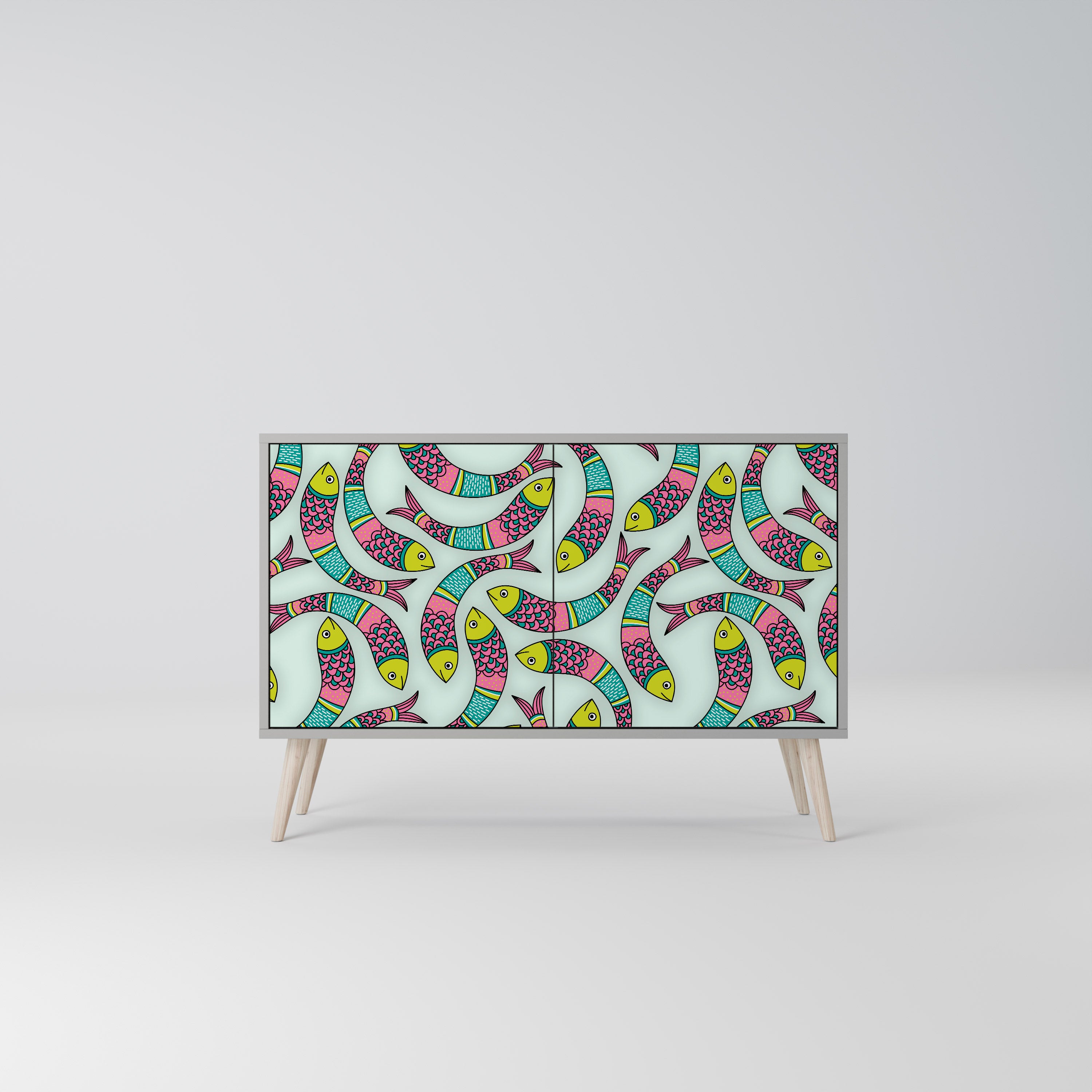 INDIAN FISH 2-Door Sideboard in Grey Finish