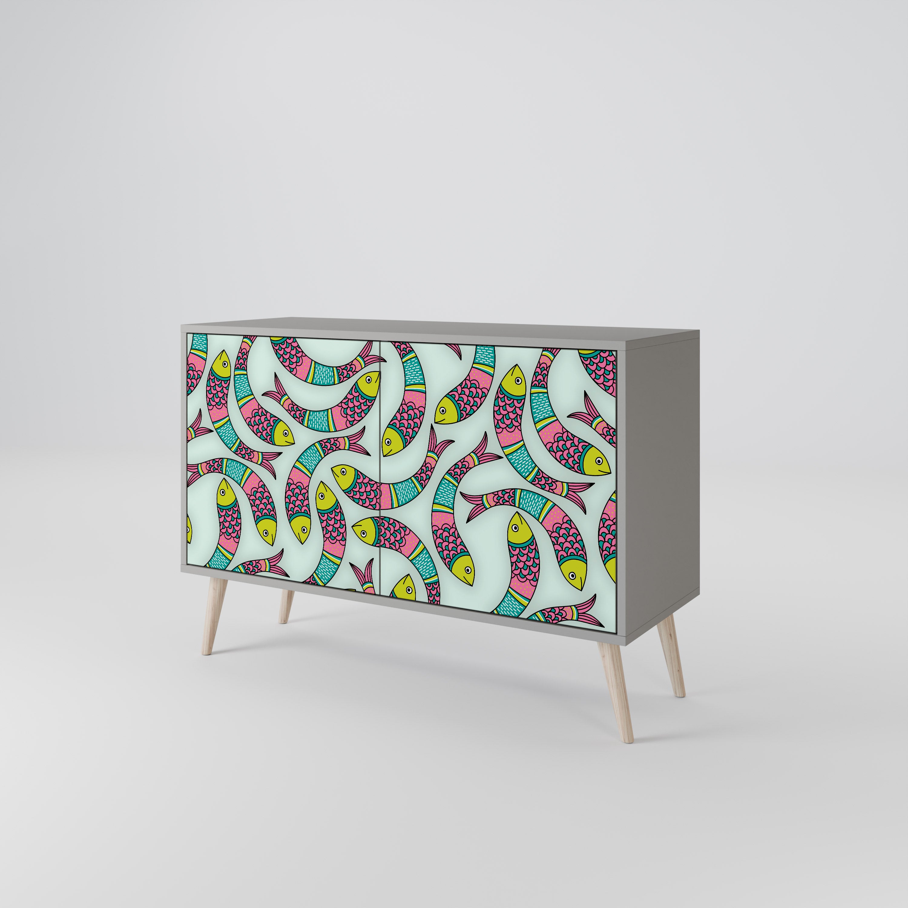 INDIAN FISH 2-Door Sideboard in Grey Finish