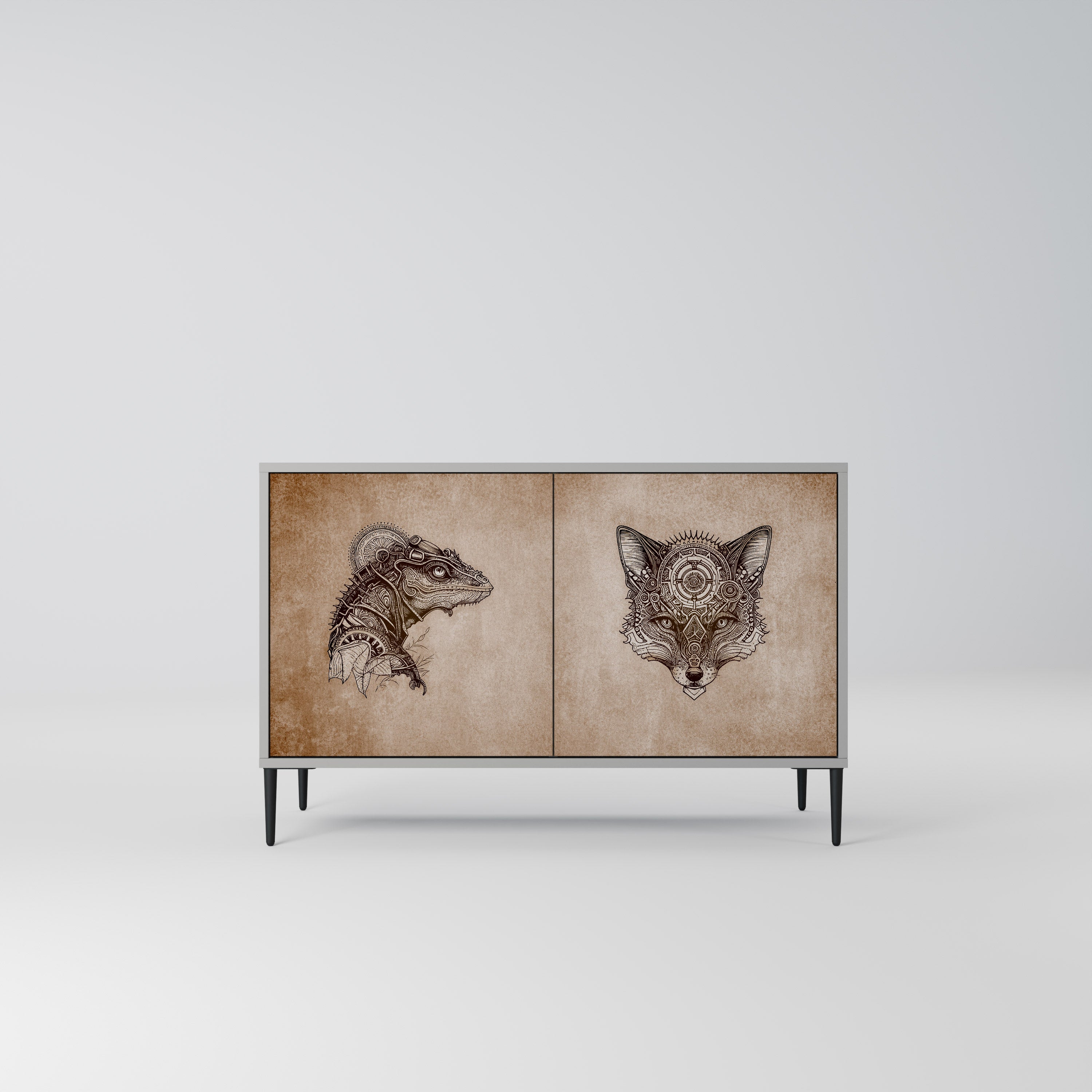 STEAMPUNK CLAN 2-Door Sideboard in Grey Finish