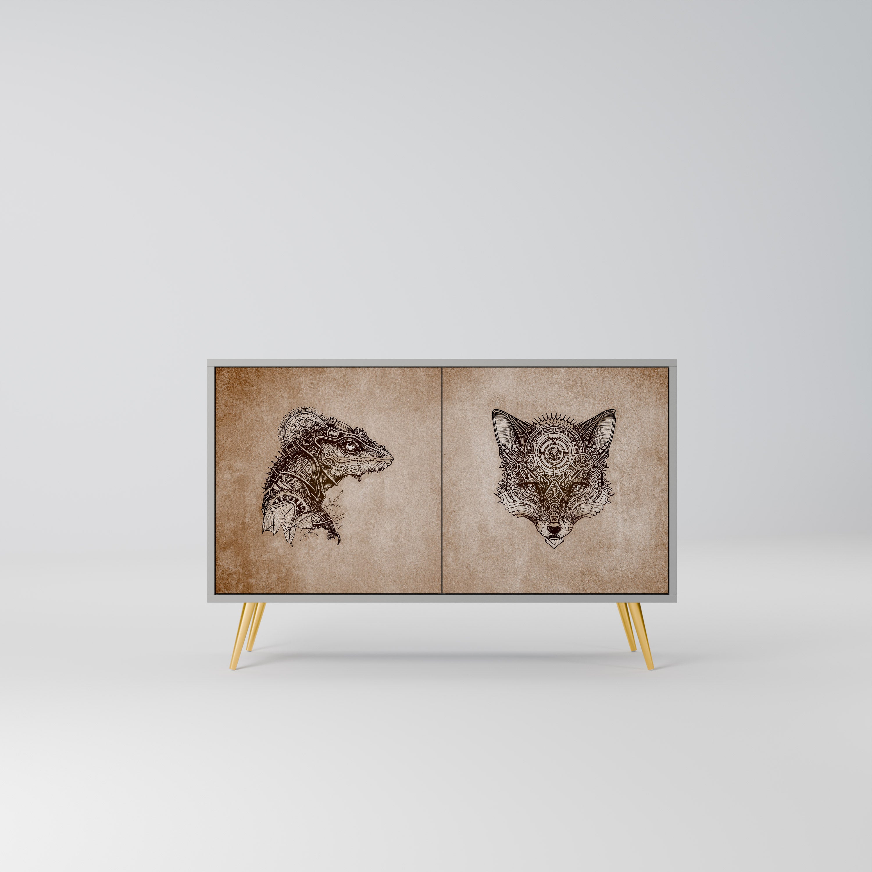 STEAMPUNK CLAN 2-Door Sideboard in Grey Finish