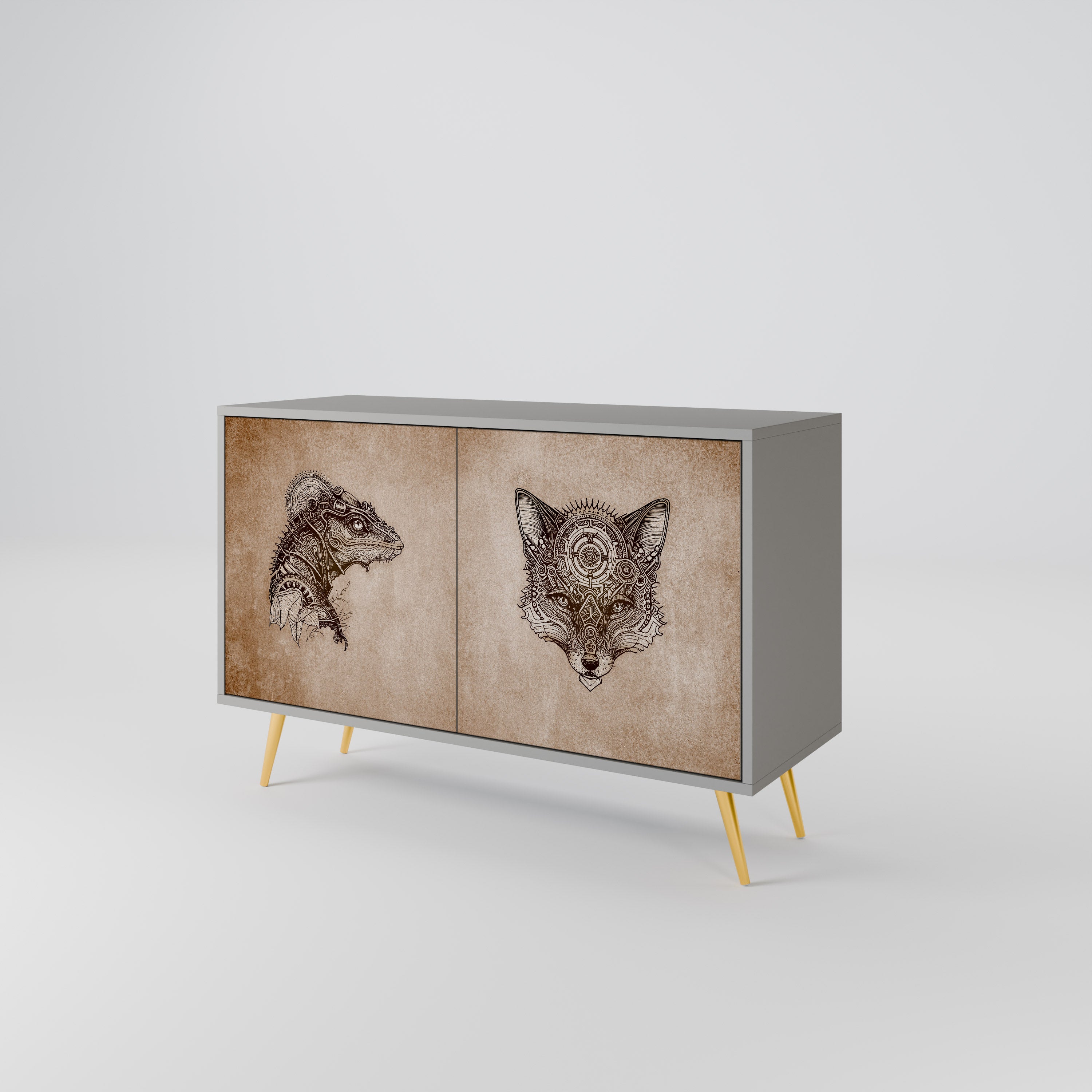 STEAMPUNK CLAN 2-Door Sideboard in Grey Finish