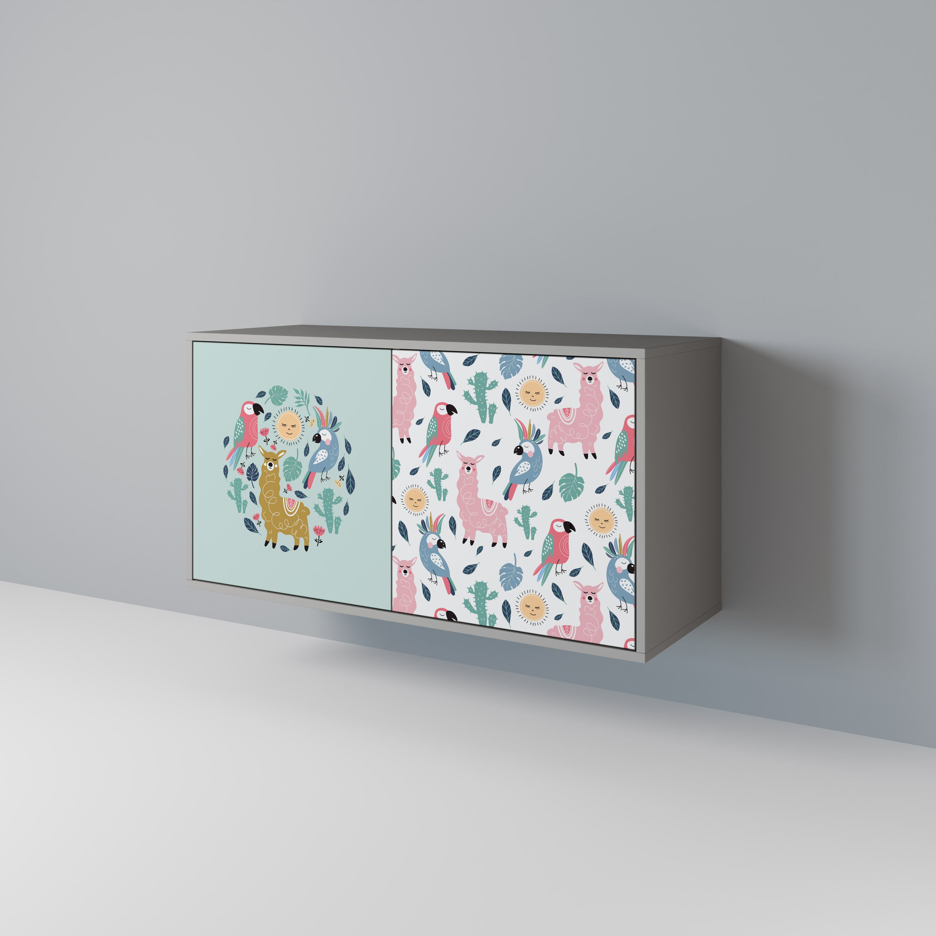 COLORFUL ALPACAS 2-Door Sideboard in Grey Finish