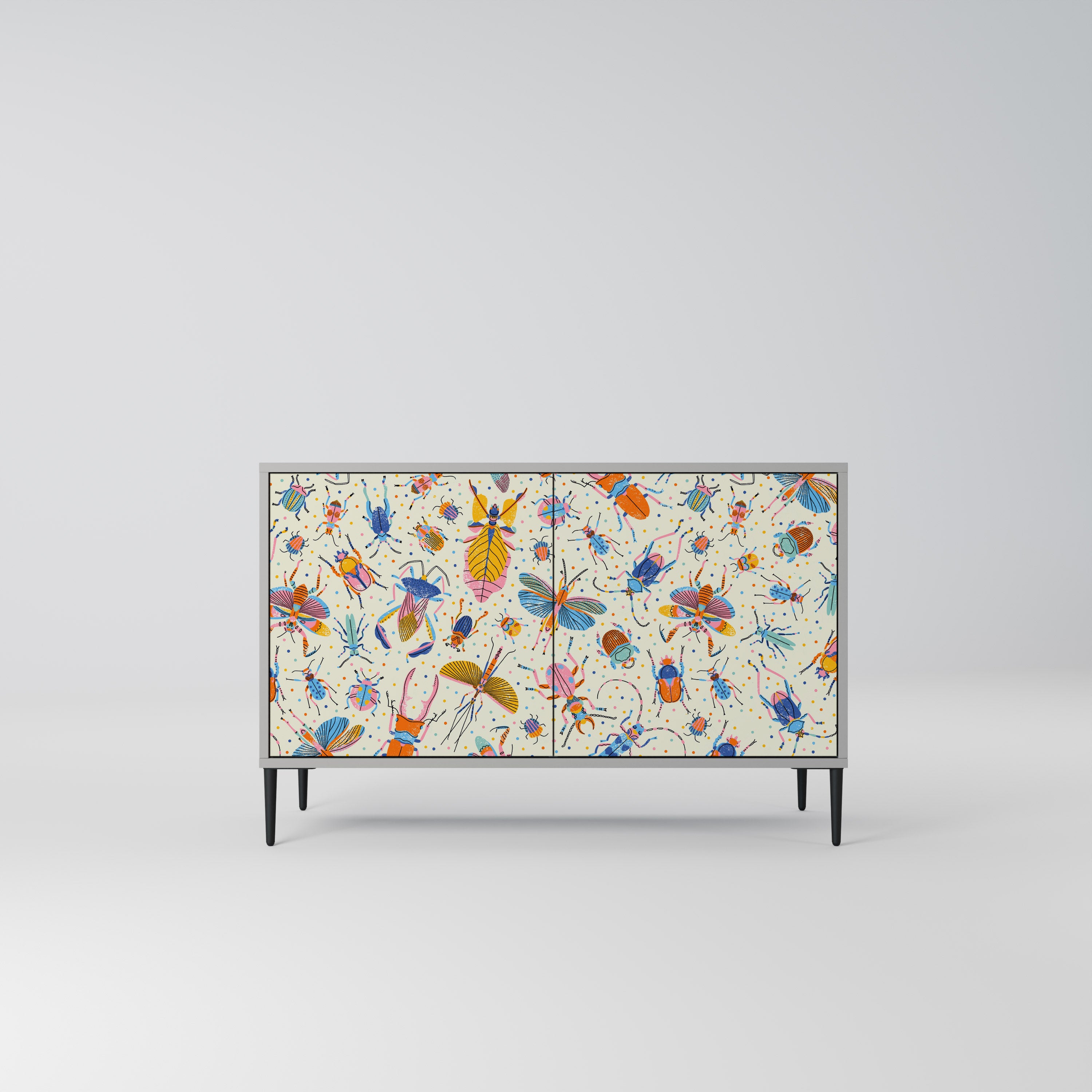COLORFUL INSECTS 2-Door Sideboard in Grey Finish