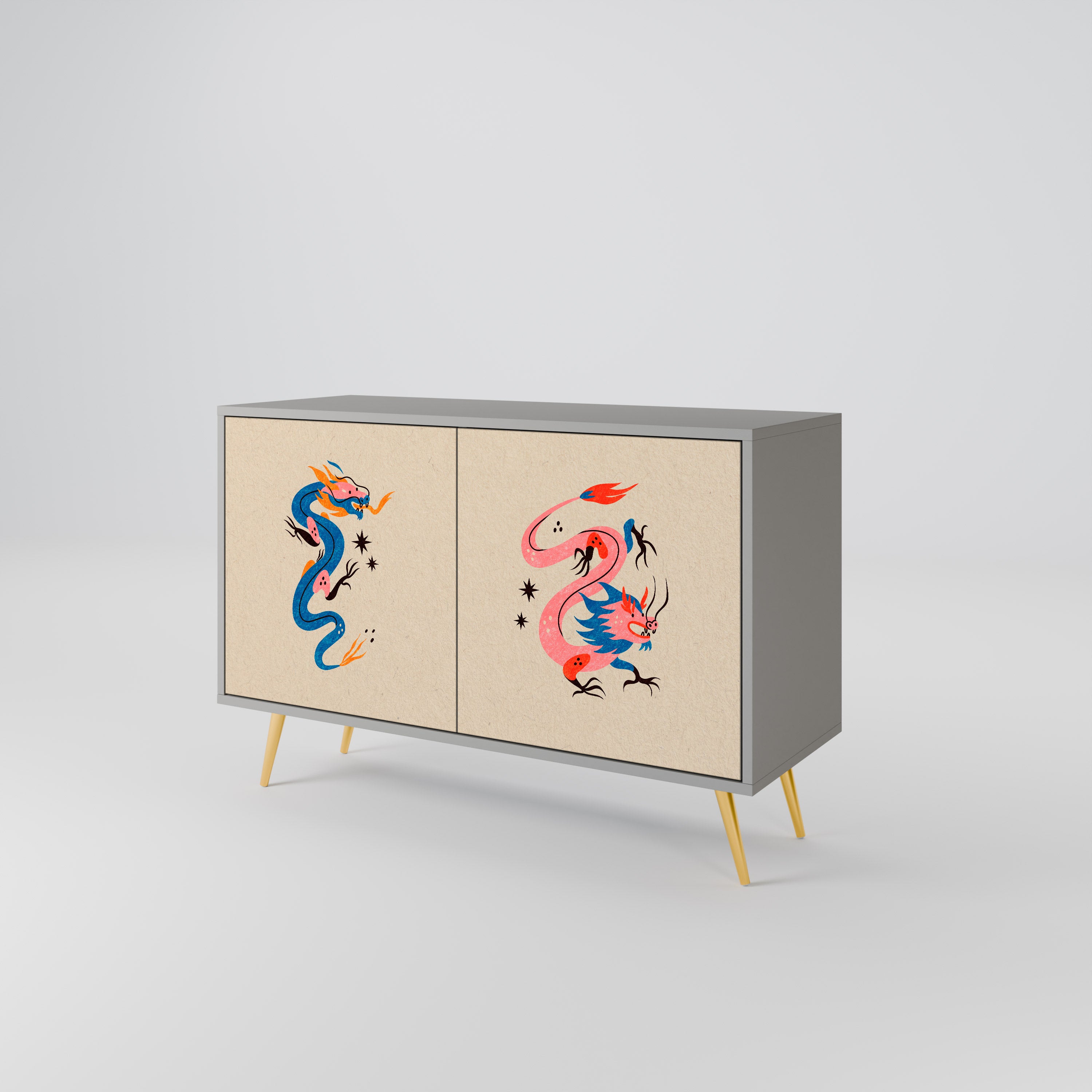 MYTHOLOGICAL CREATURES 2-Door Sideboard in Grey Finish