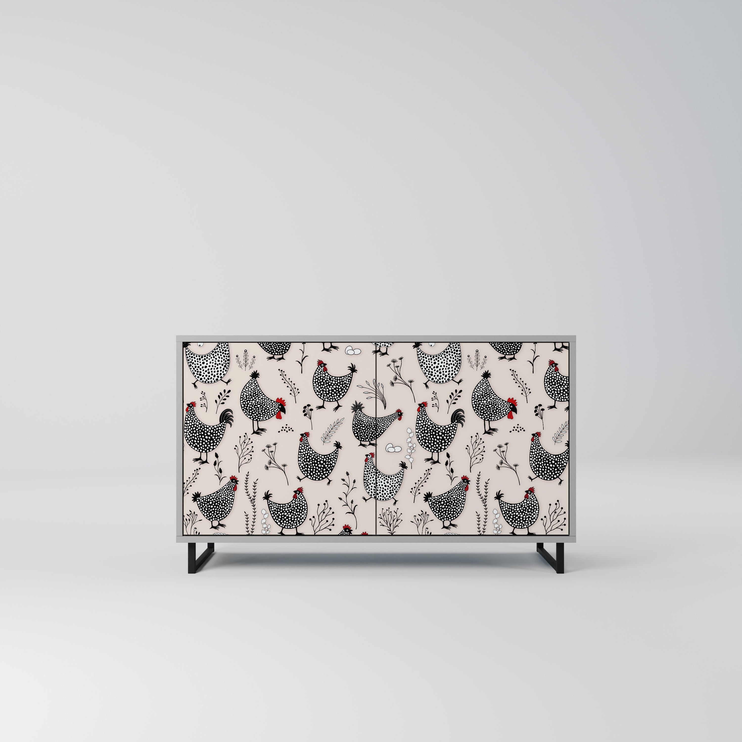 HAPPY HENS 2-Door Sideboard in Grey Finish