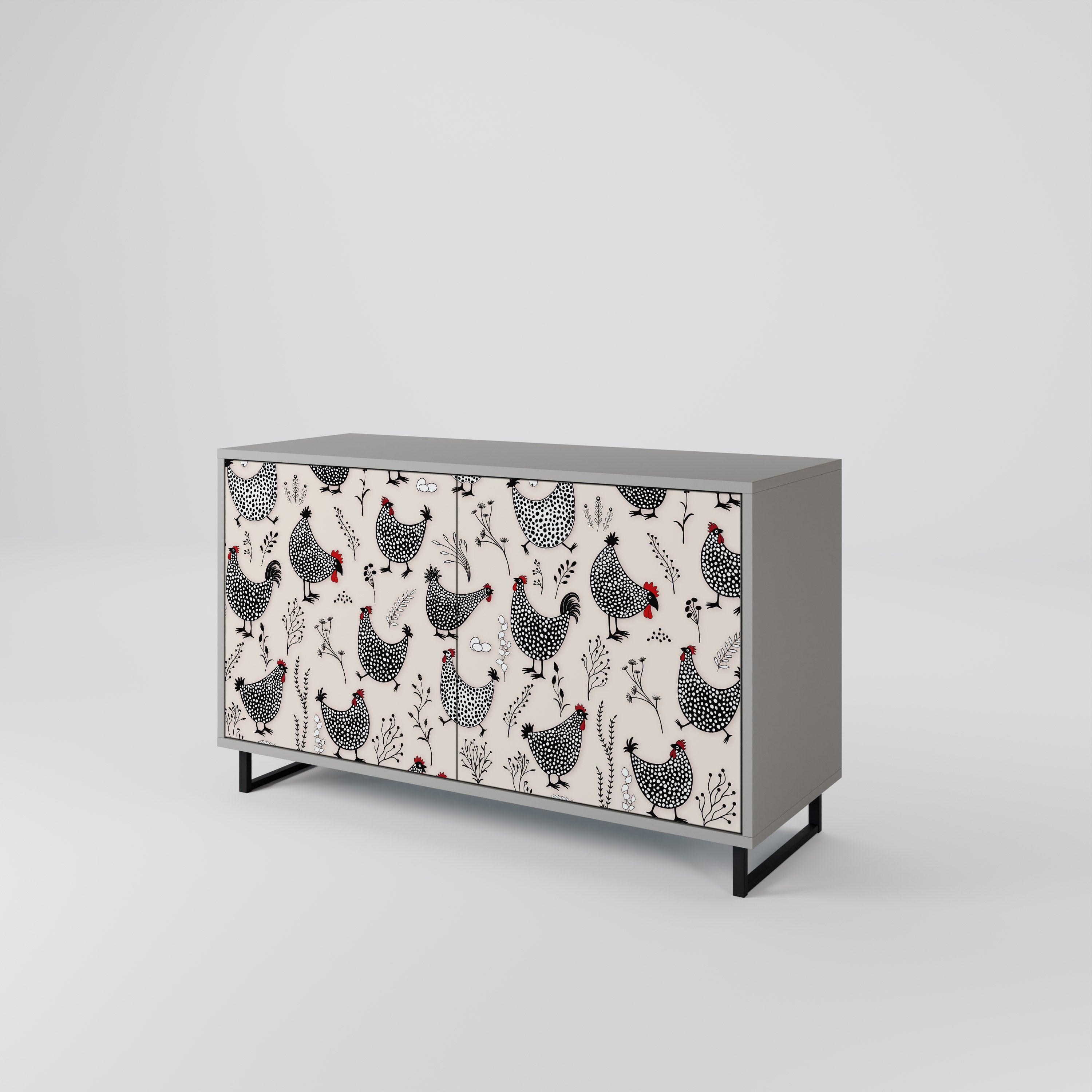HAPPY HENS 2-Door Sideboard in Grey Finish