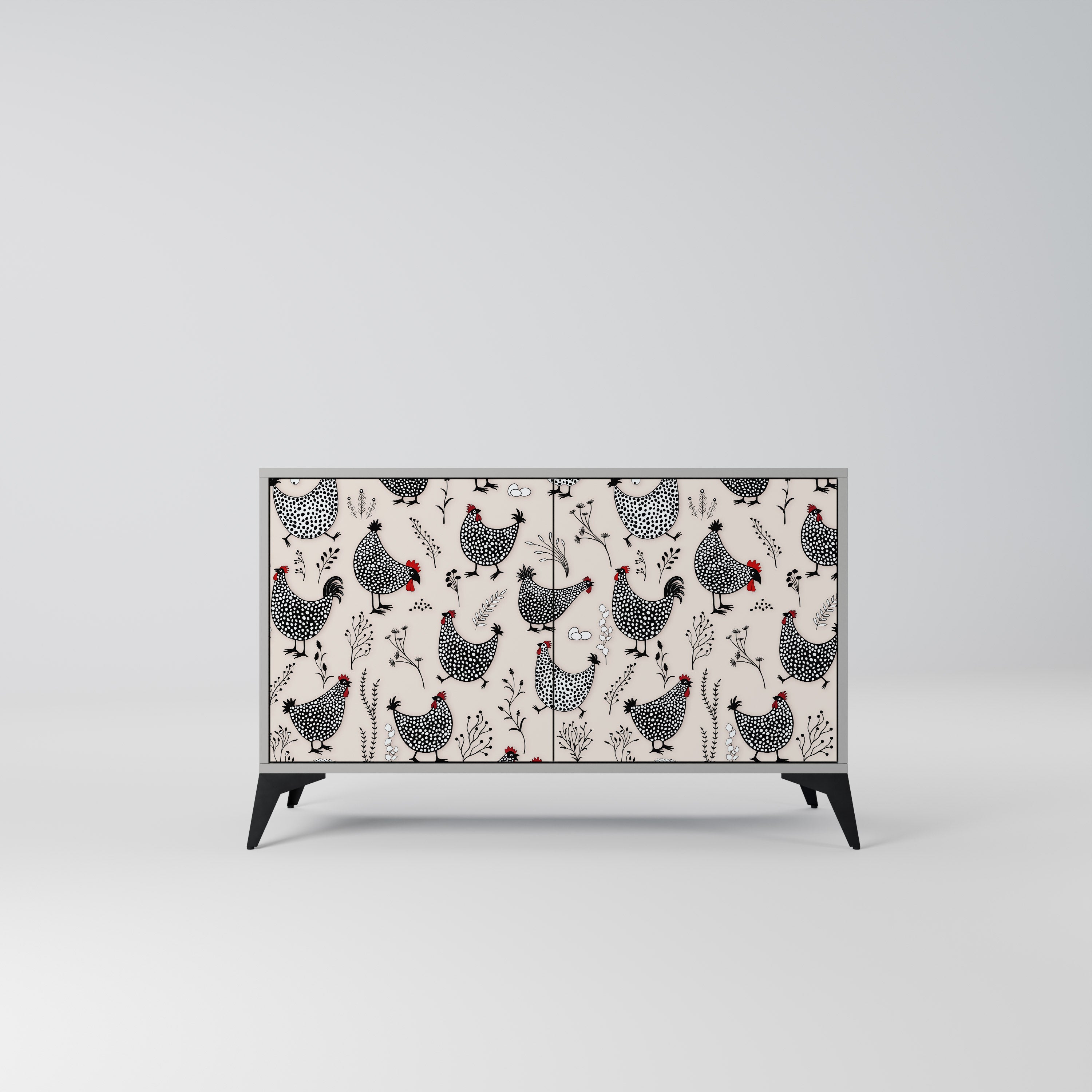 HAPPY HENS 2-Door Sideboard in Grey Finish