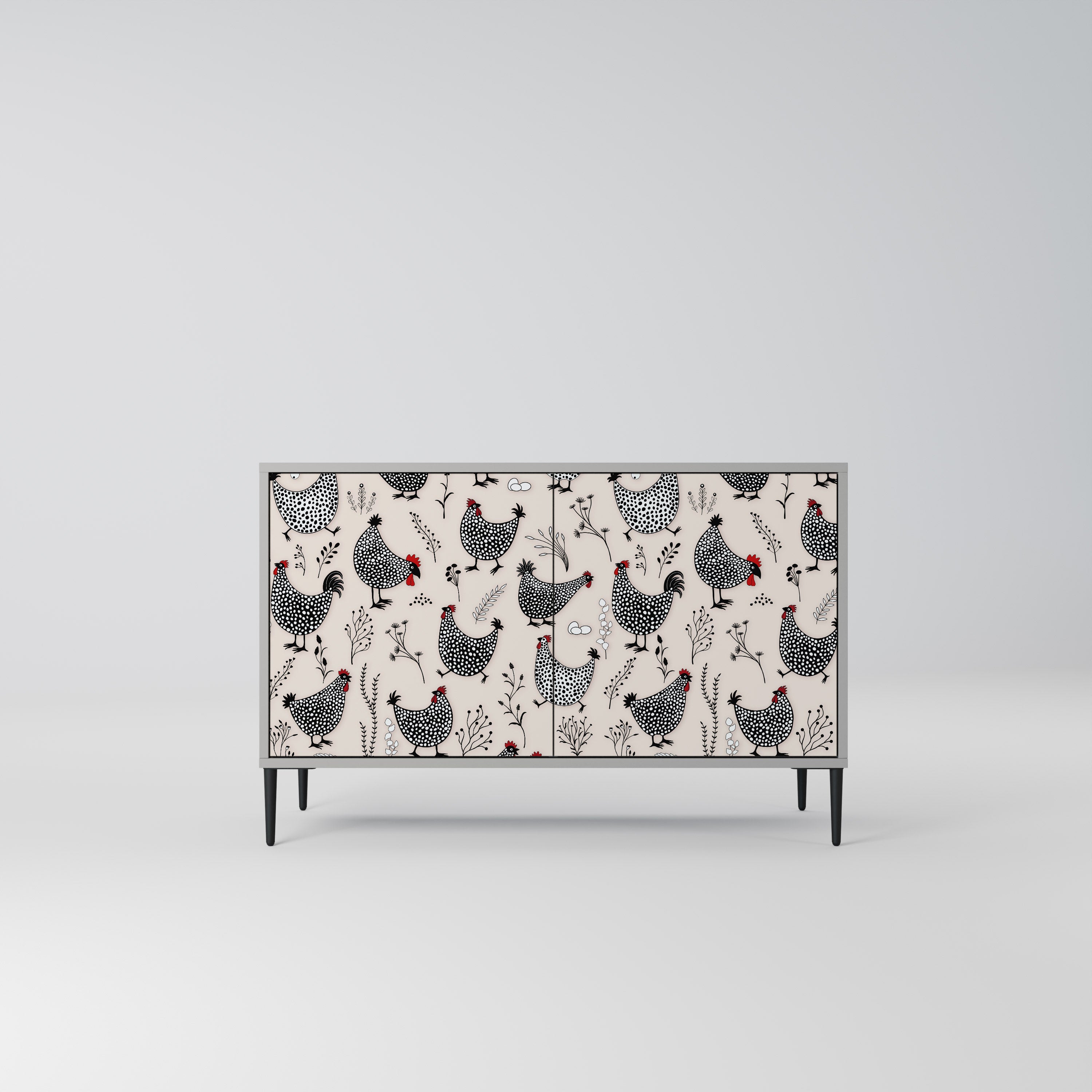 HAPPY HENS 2-Door Sideboard in Grey Finish