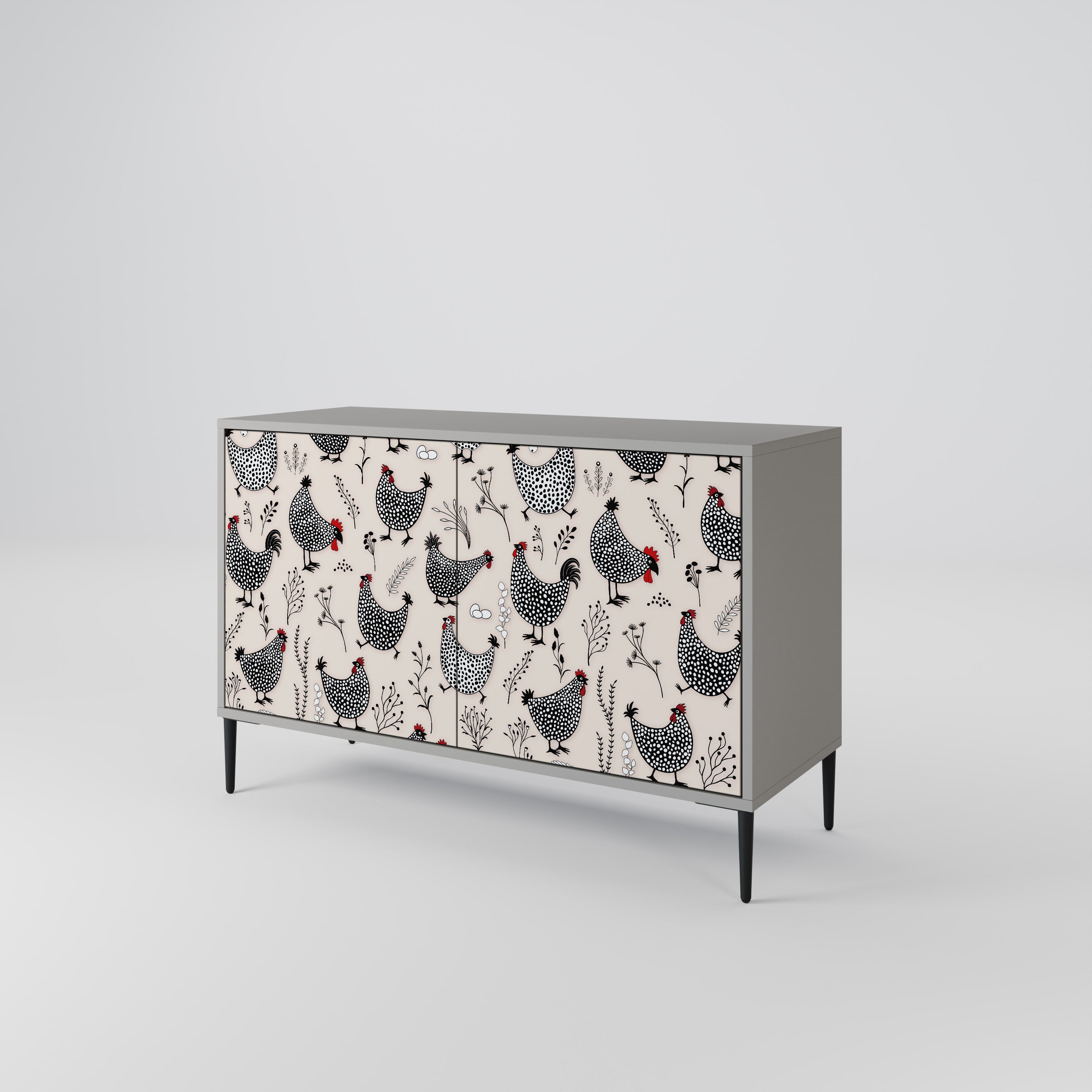 HAPPY HENS 2-Door Sideboard in Grey Finish
