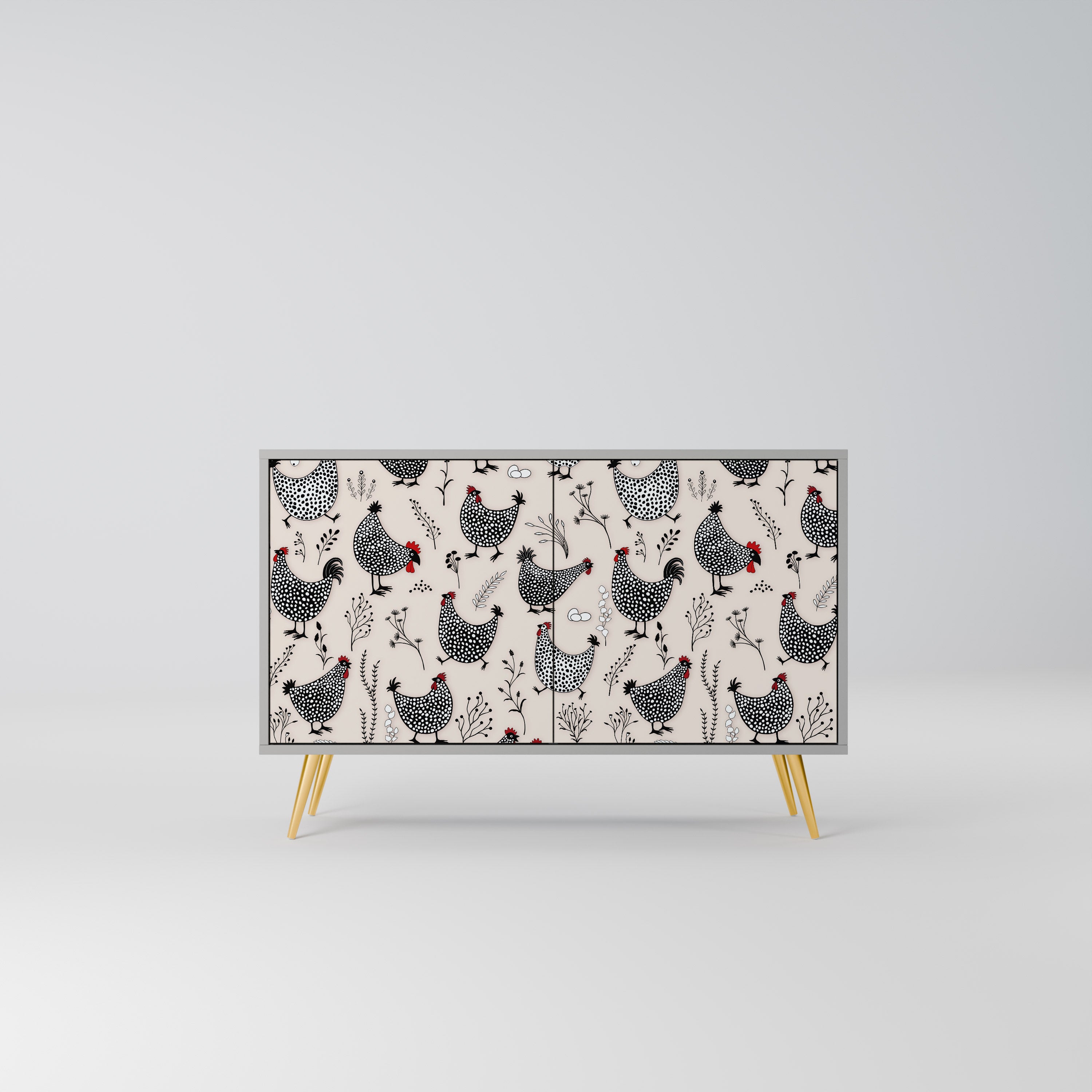 HAPPY HENS 2-Door Sideboard in Grey Finish