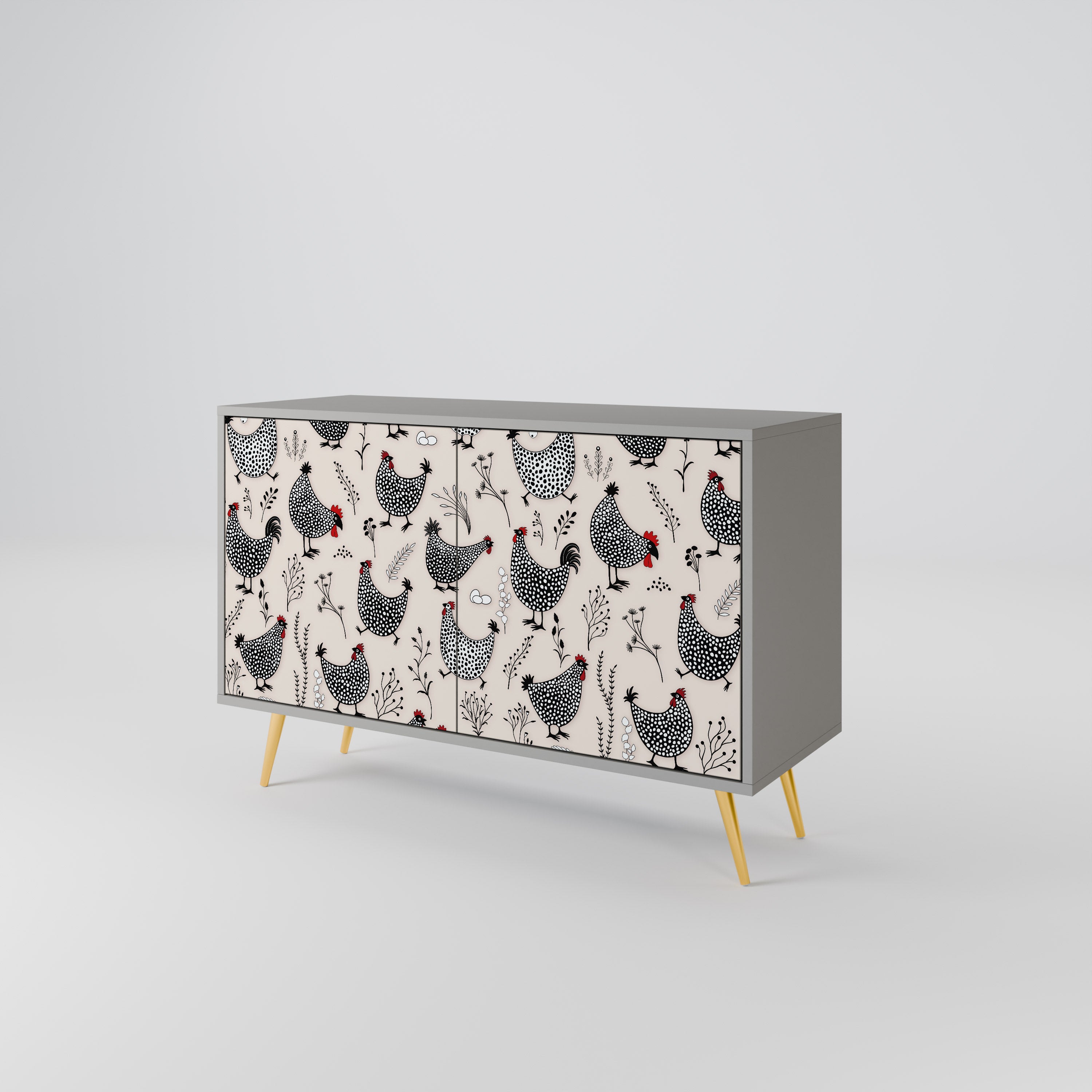 HAPPY HENS 2-Door Sideboard in Grey Finish