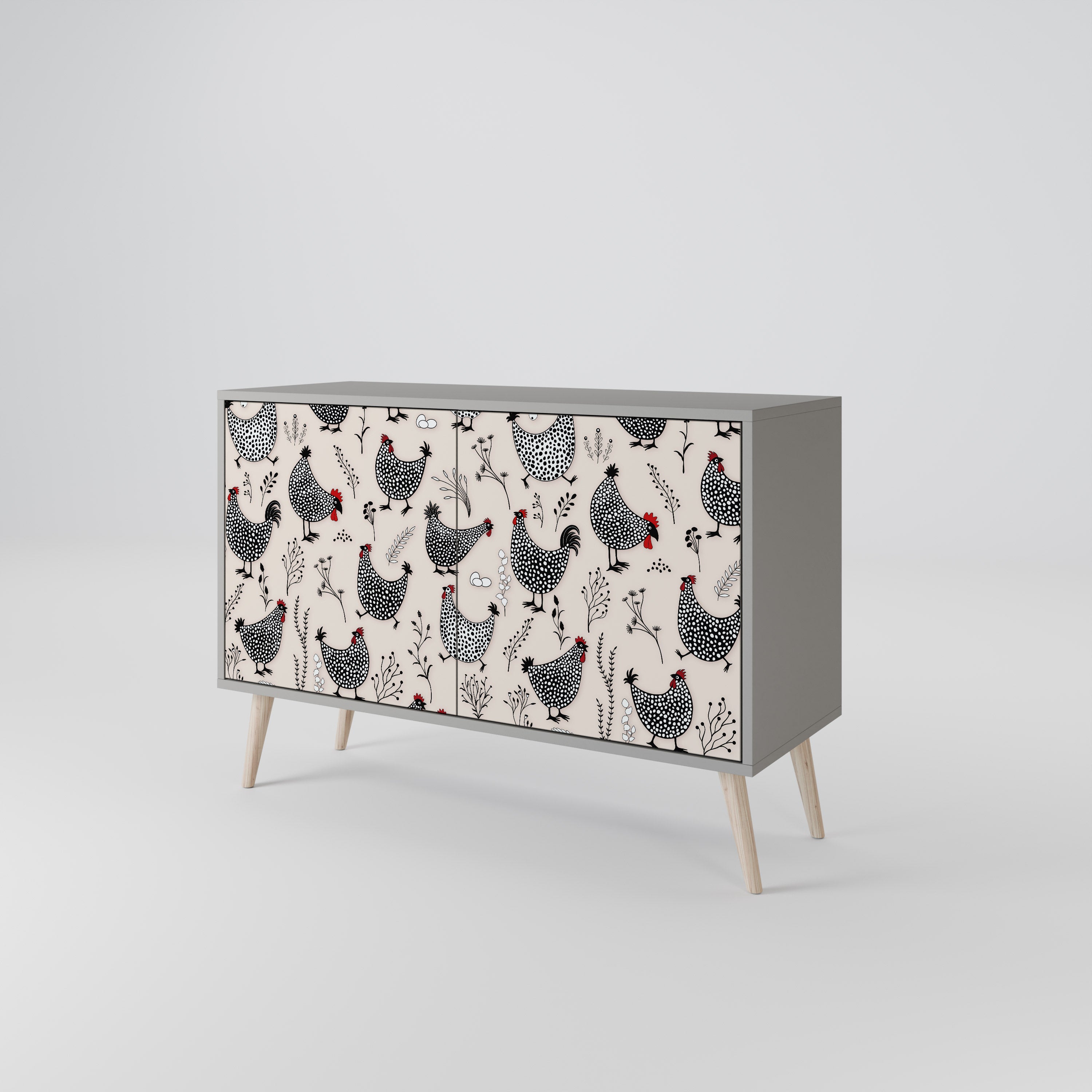 HAPPY HENS 2-Door Sideboard in Grey Finish
