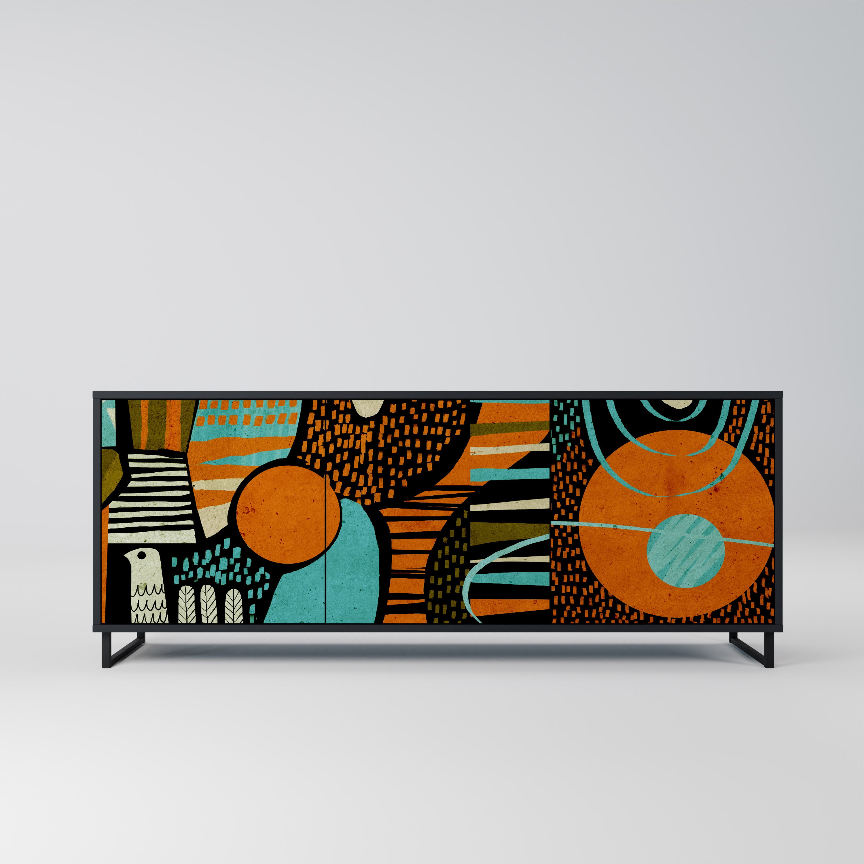 GEODE GLIMMER 3-Door Sideboard in Black Finish