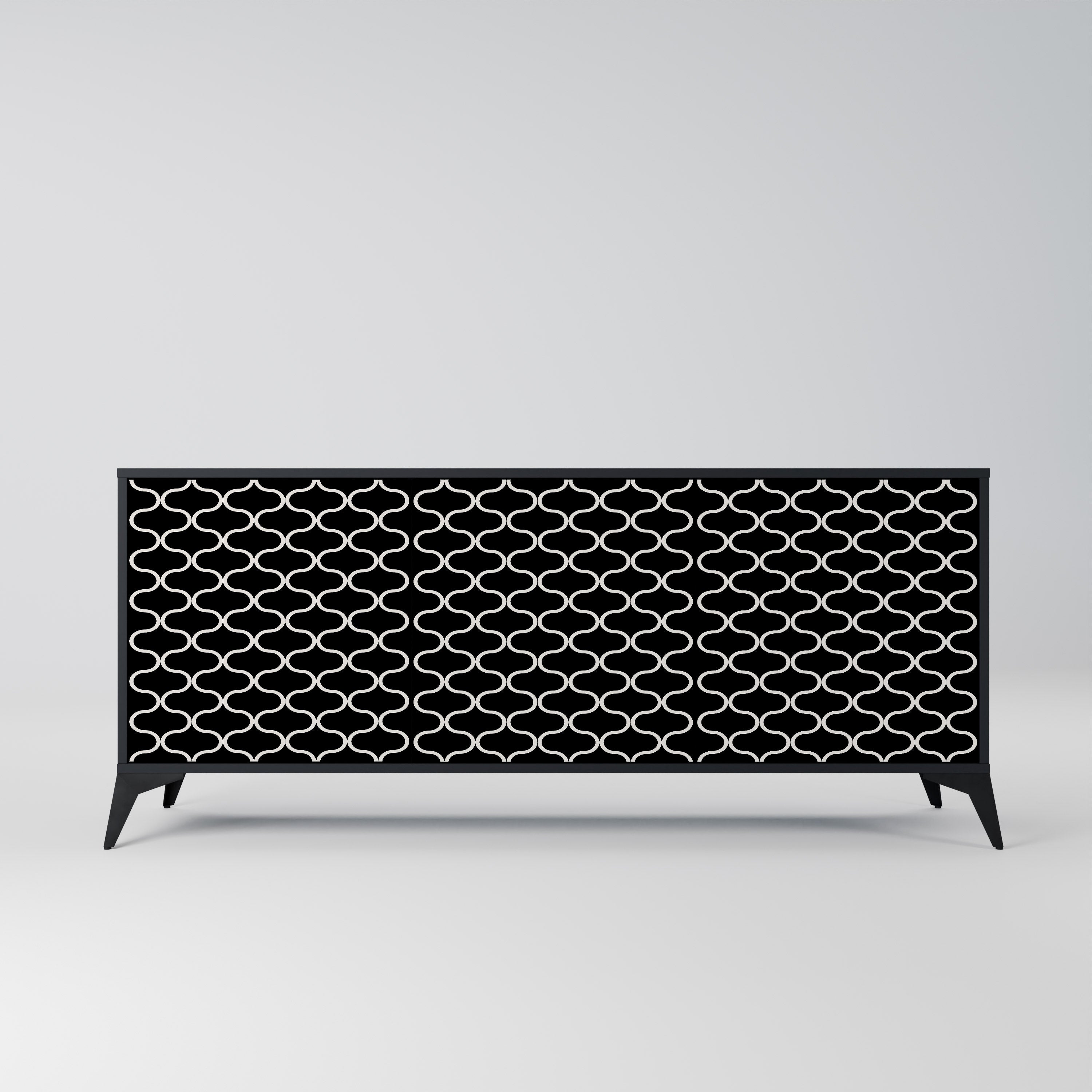 TESSELATED BLACKNESS 3-Door Sideboard in Black Finish