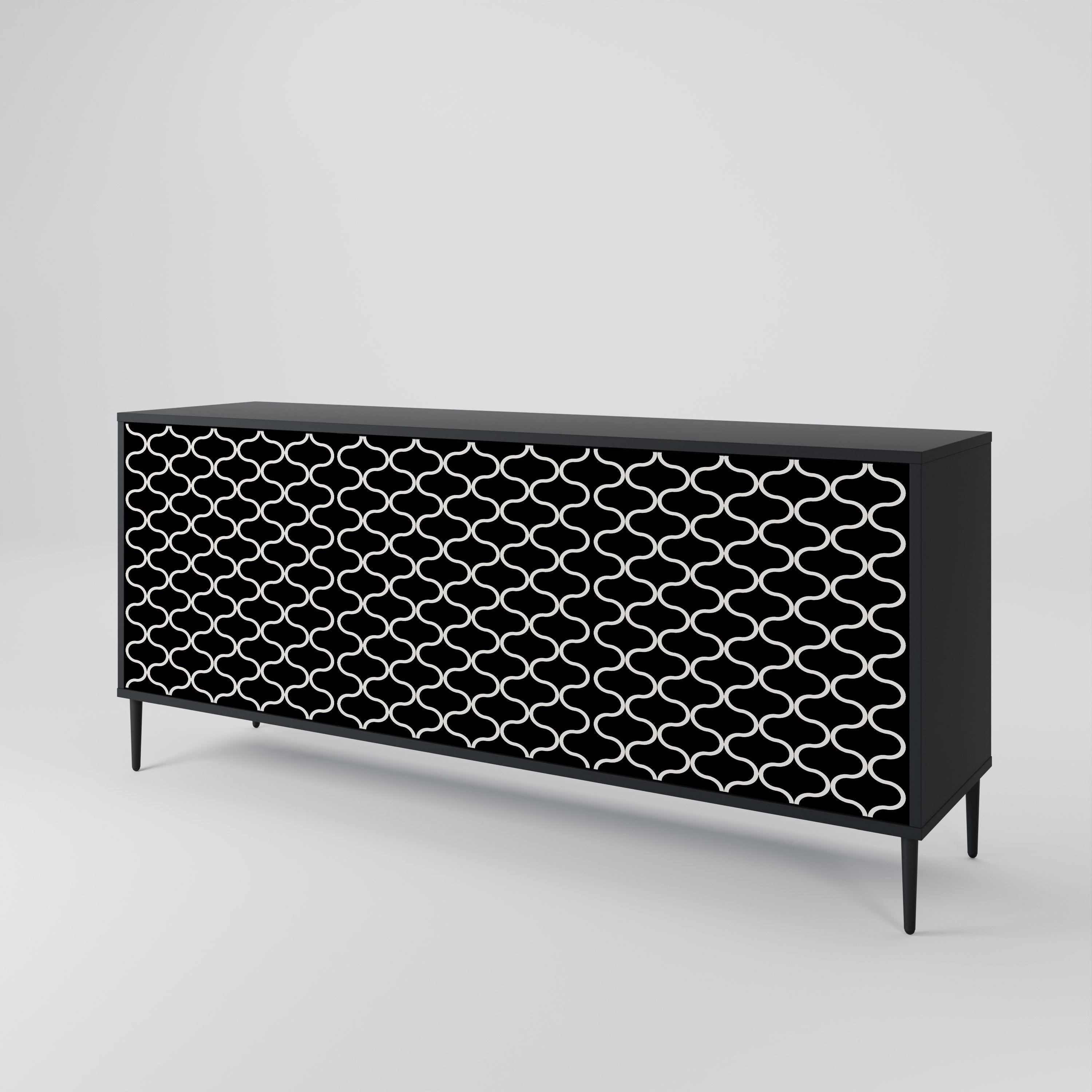 TESSELATED BLACKNESS 3-Door Sideboard in Black Finish