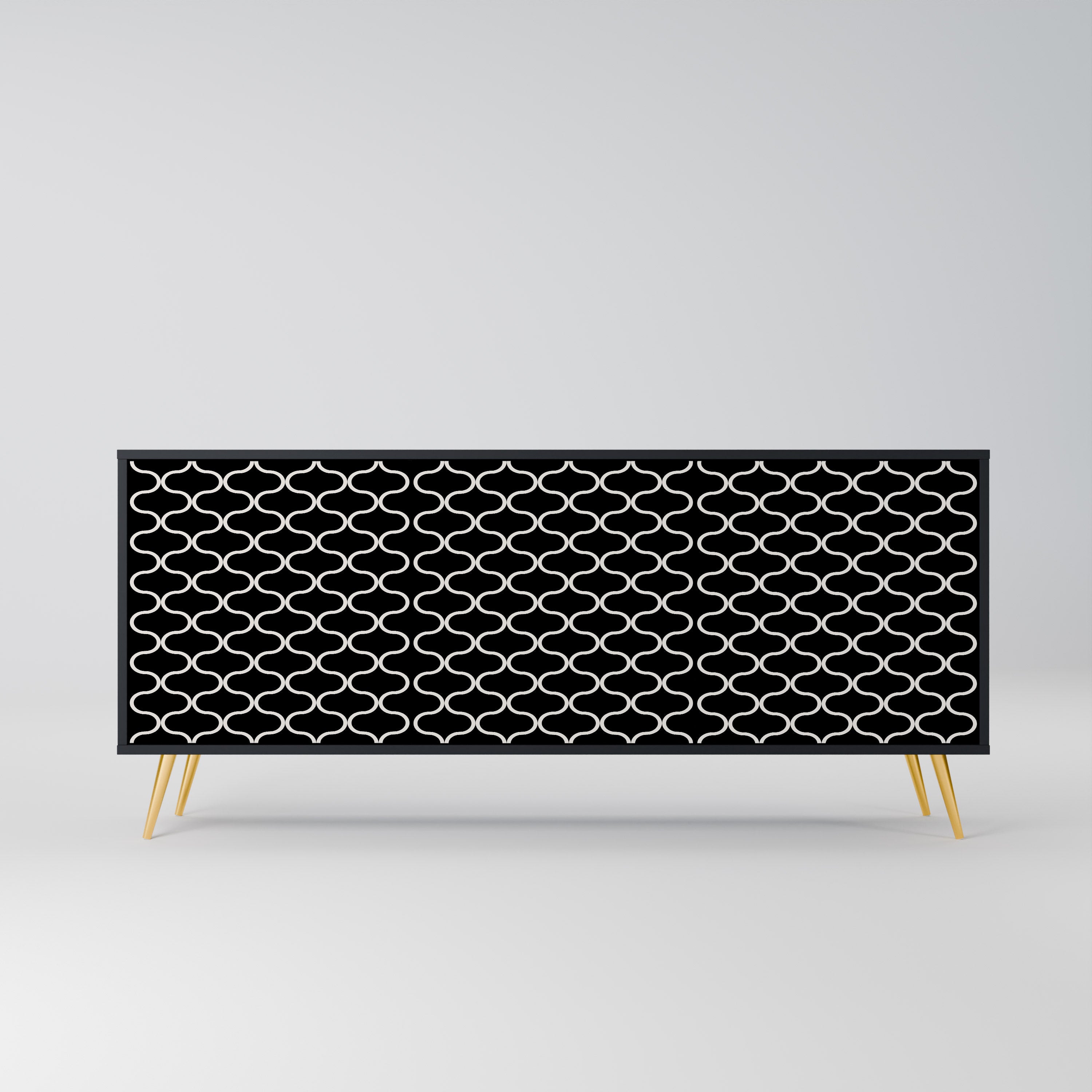 TESSELATED BLACKNESS 3-Door Sideboard in Black Finish