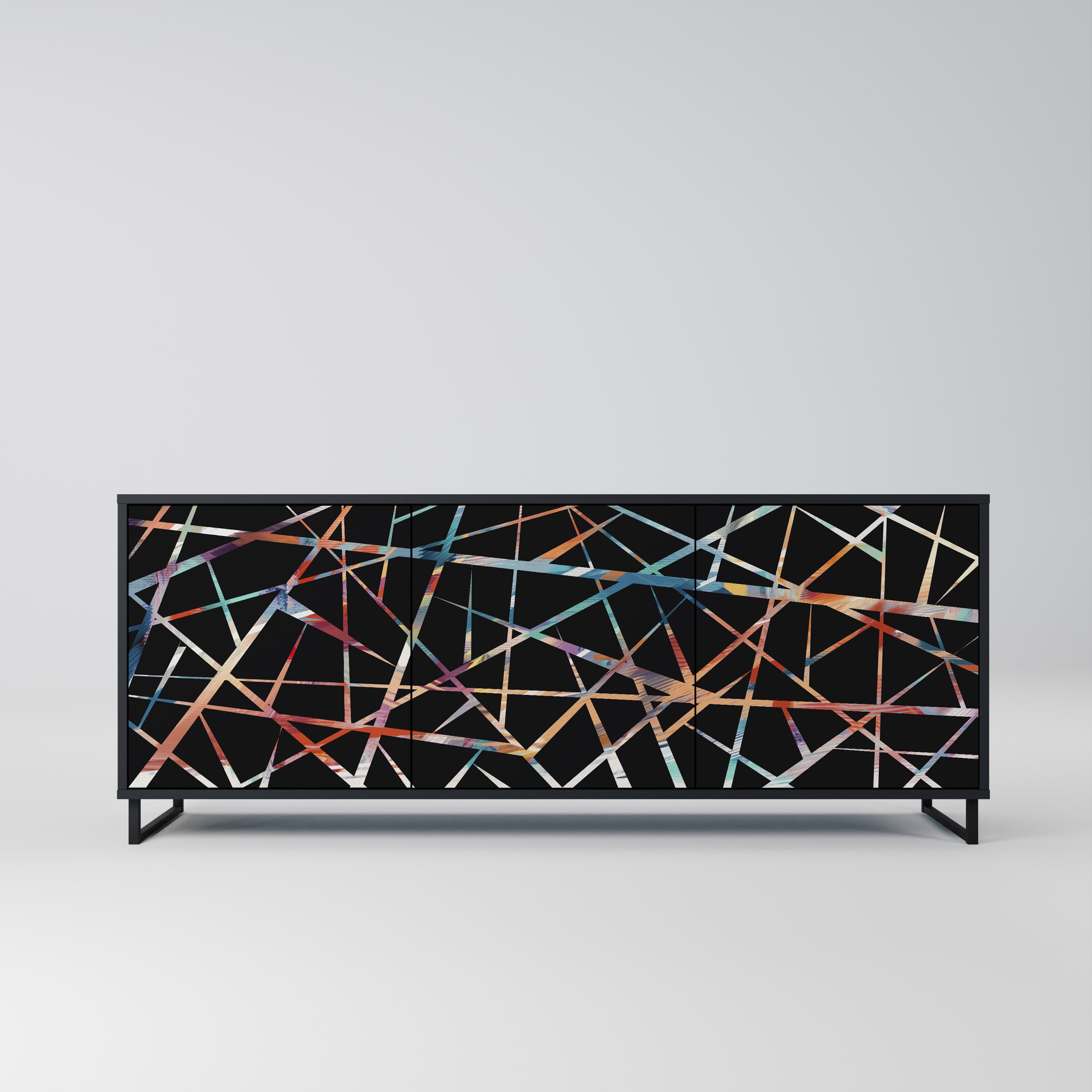 POLYGON VERVE 3-Door Sideboard in Black Finish