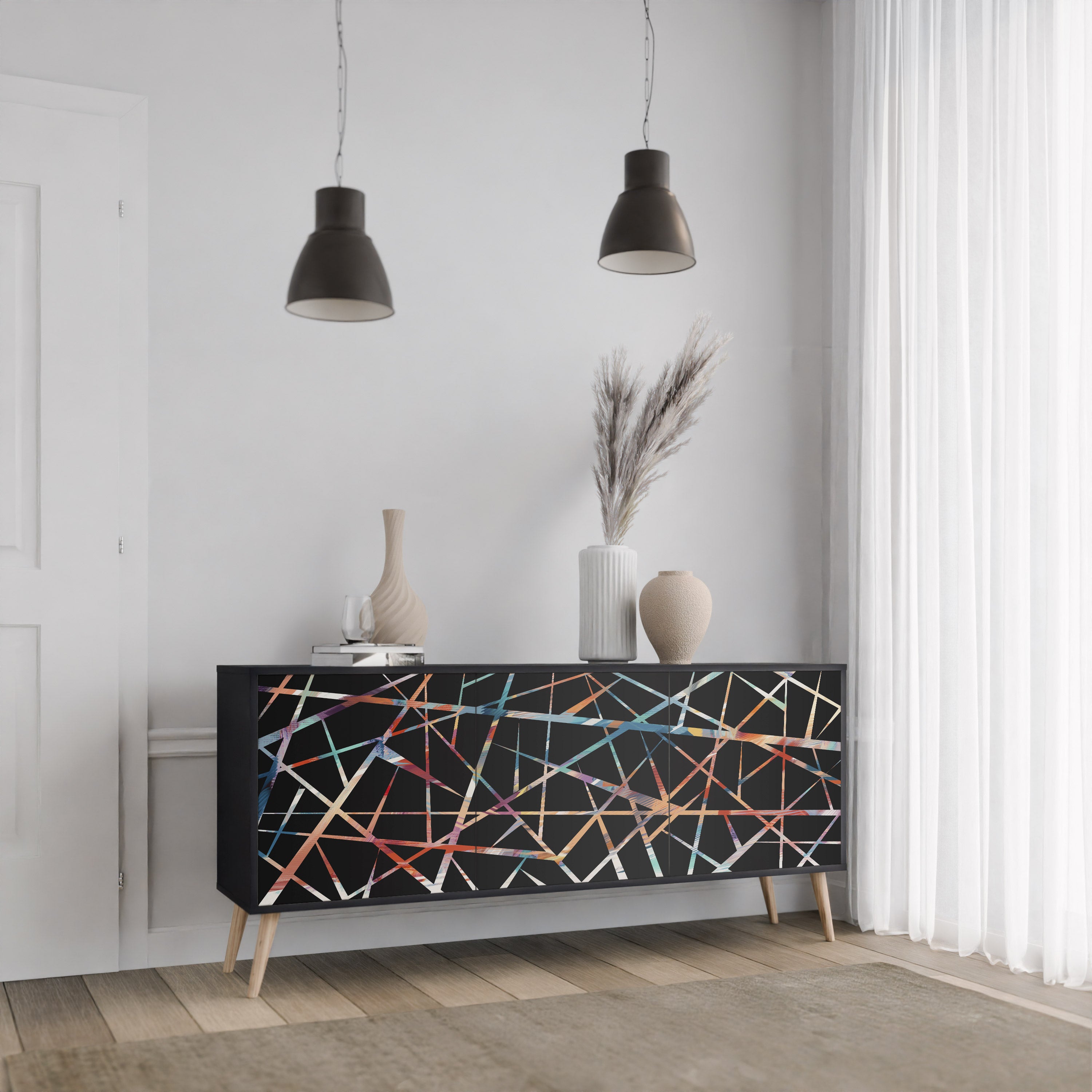 POLYGON VERVE 3-Door Sideboard in Black Finish
