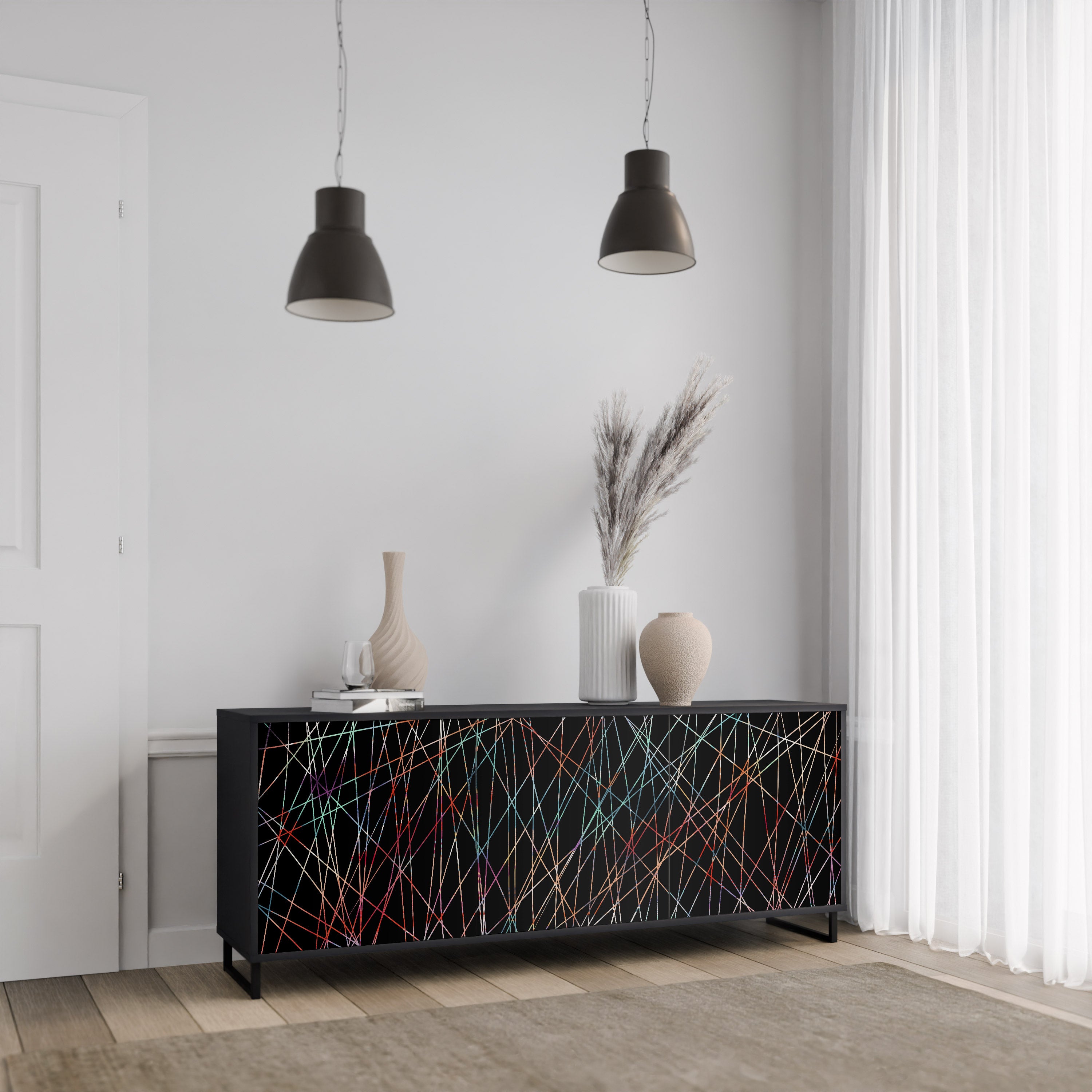 LUMINOUS SNARE 3-Door Sideboard in Black Finish