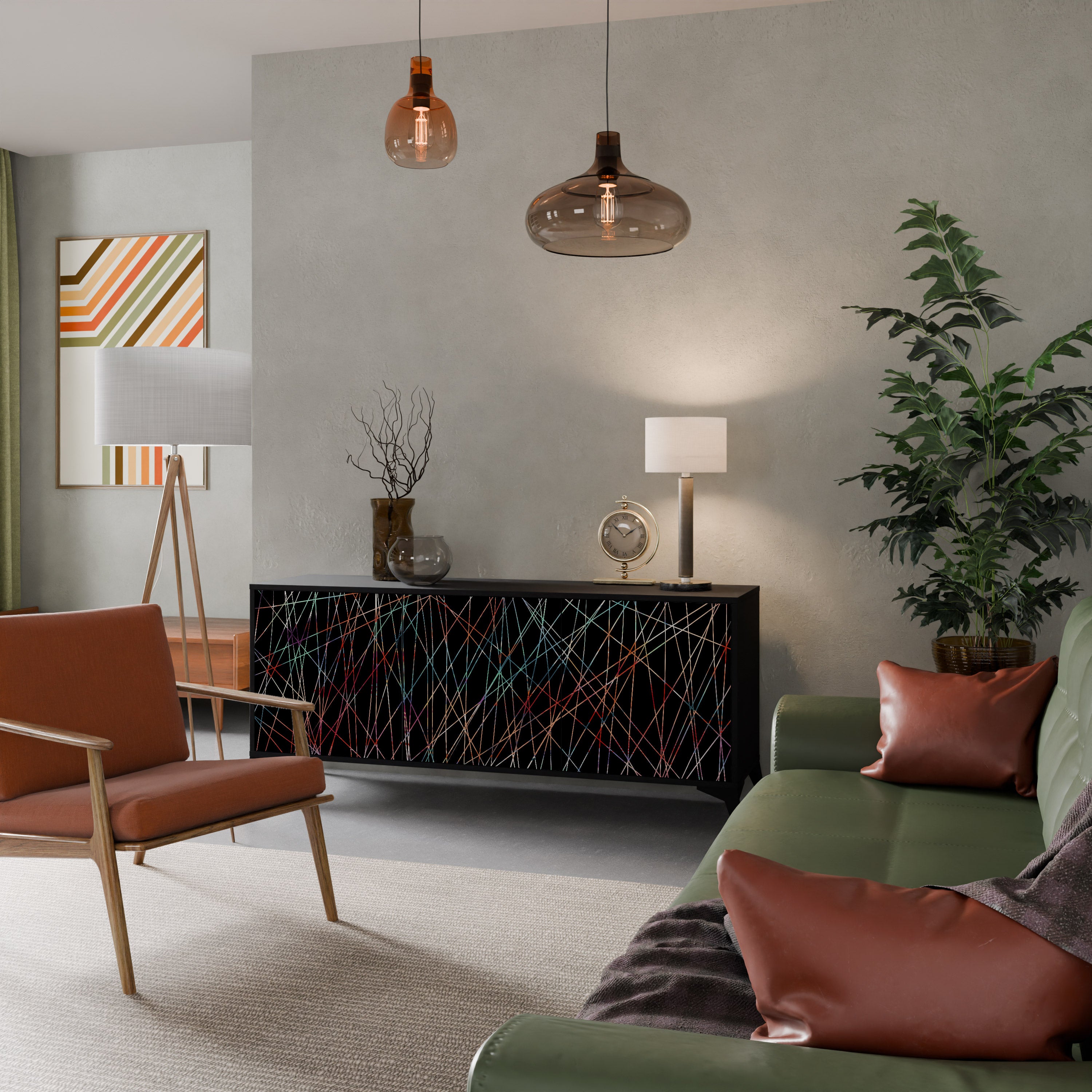 LUMINOUS SNARE 3-Door Sideboard in Black Finish