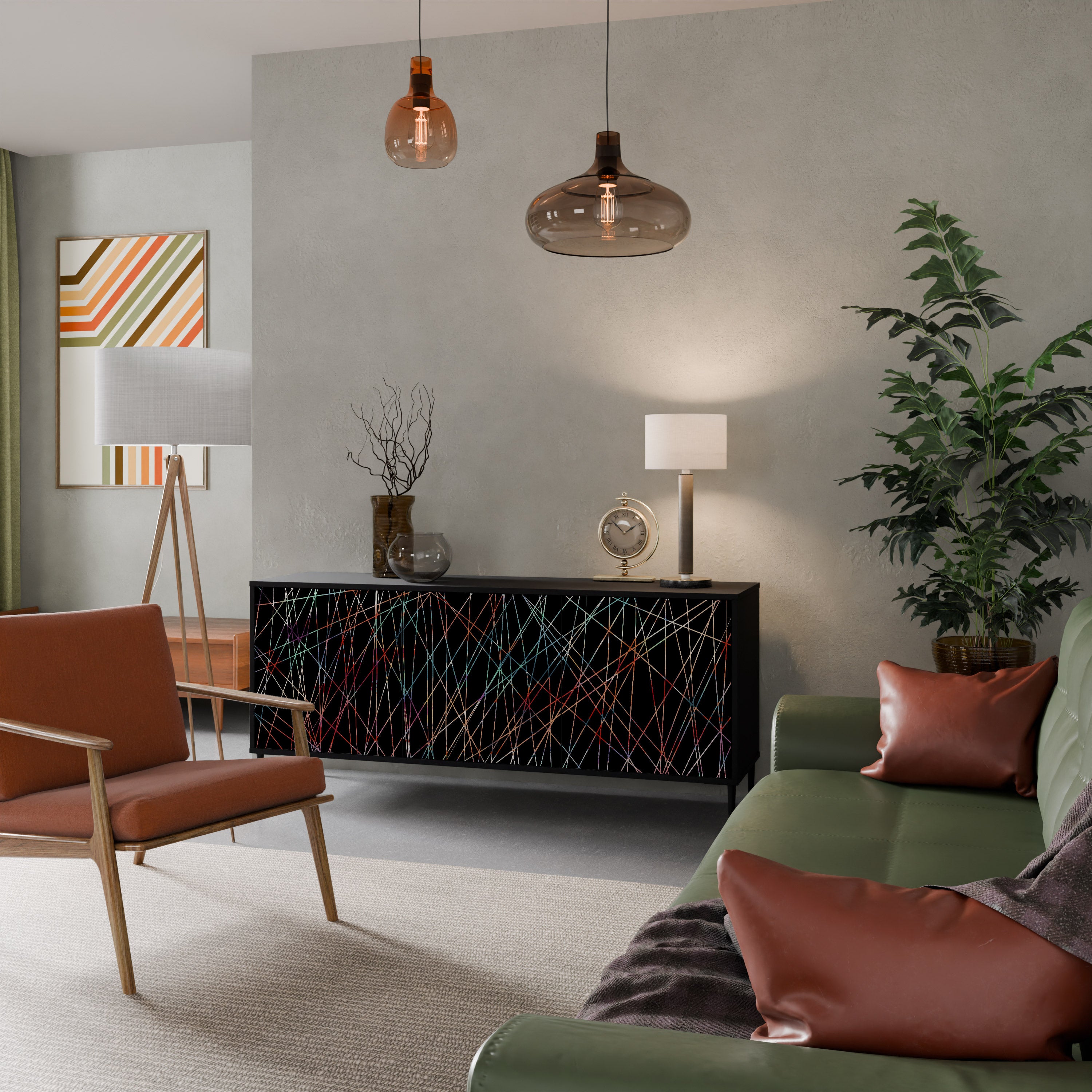 LUMINOUS SNARE 3-Door Sideboard in Black Finish