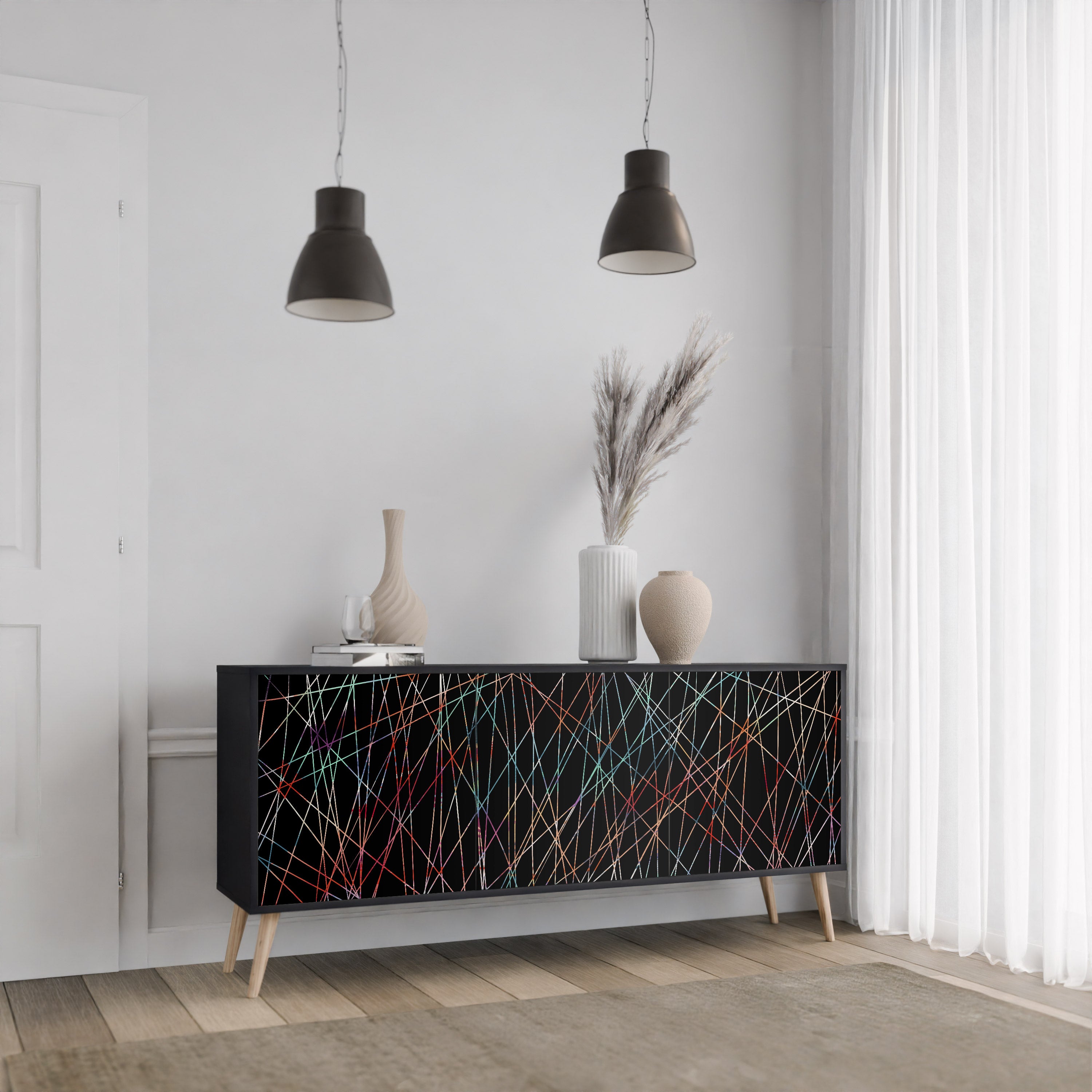 LUMINOUS SNARE 3-Door Sideboard in Black Finish