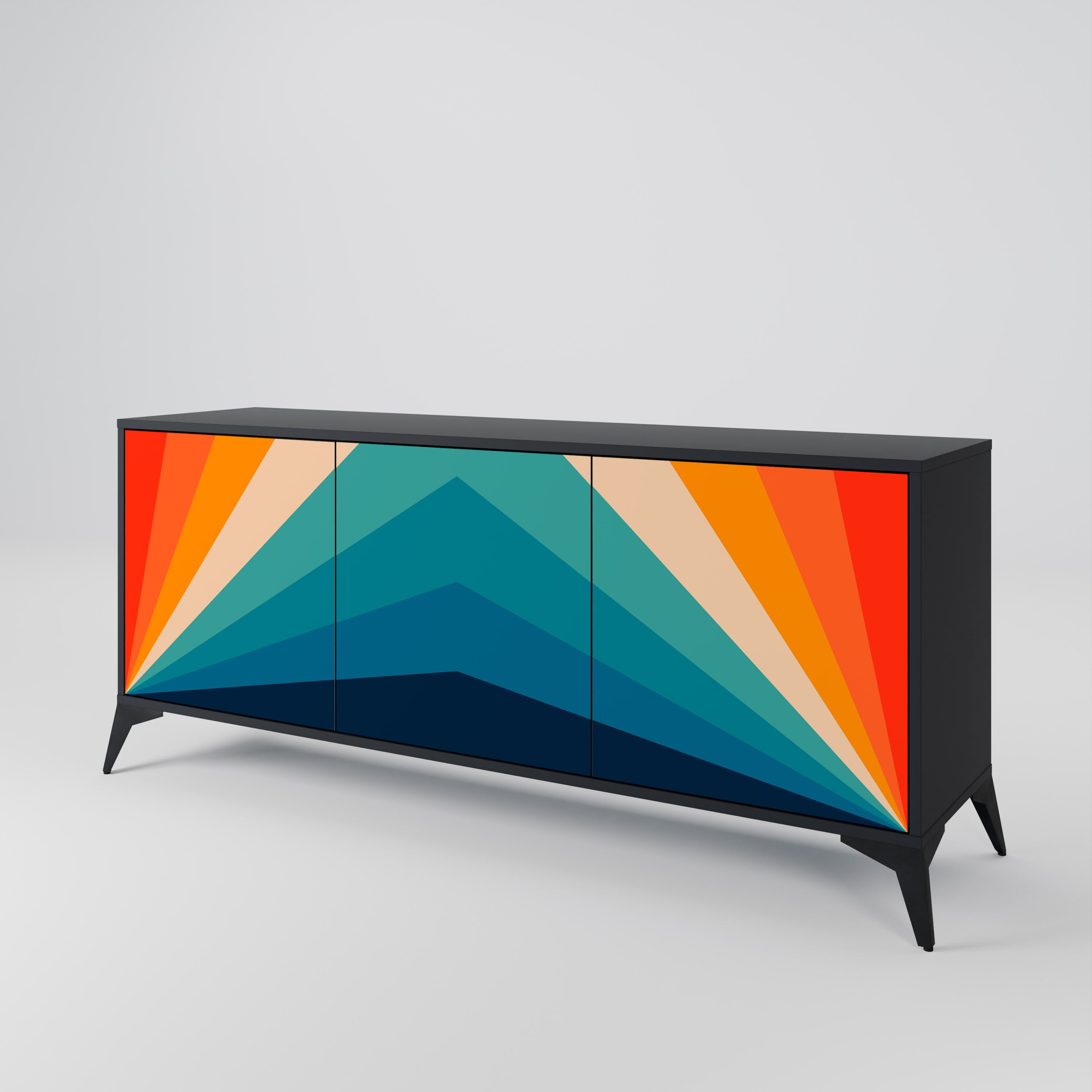 PRISM CONCUSSION 3-Door Sideboard in Black Finish