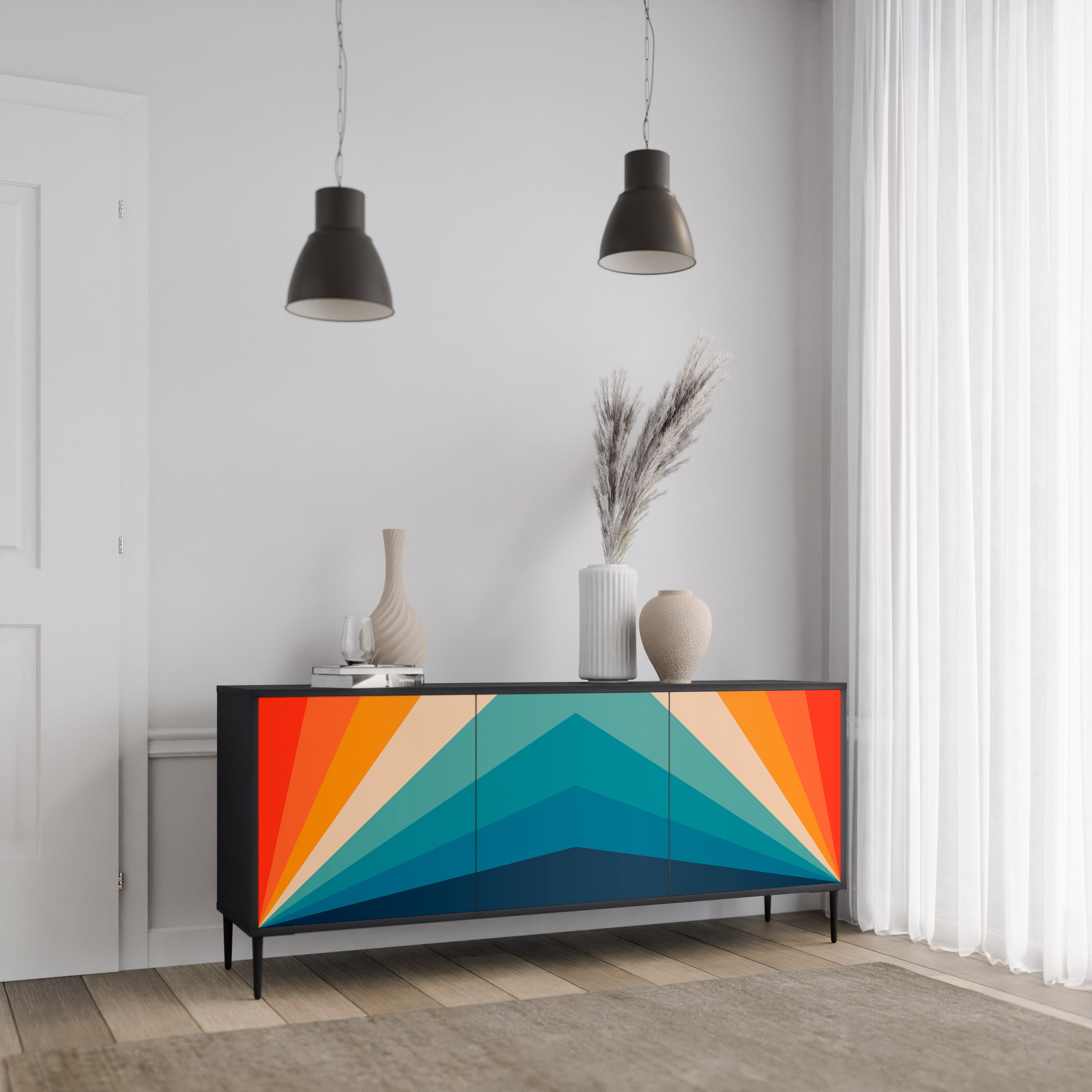 PRISM CONCUSSION 3-Door Sideboard in Black Finish