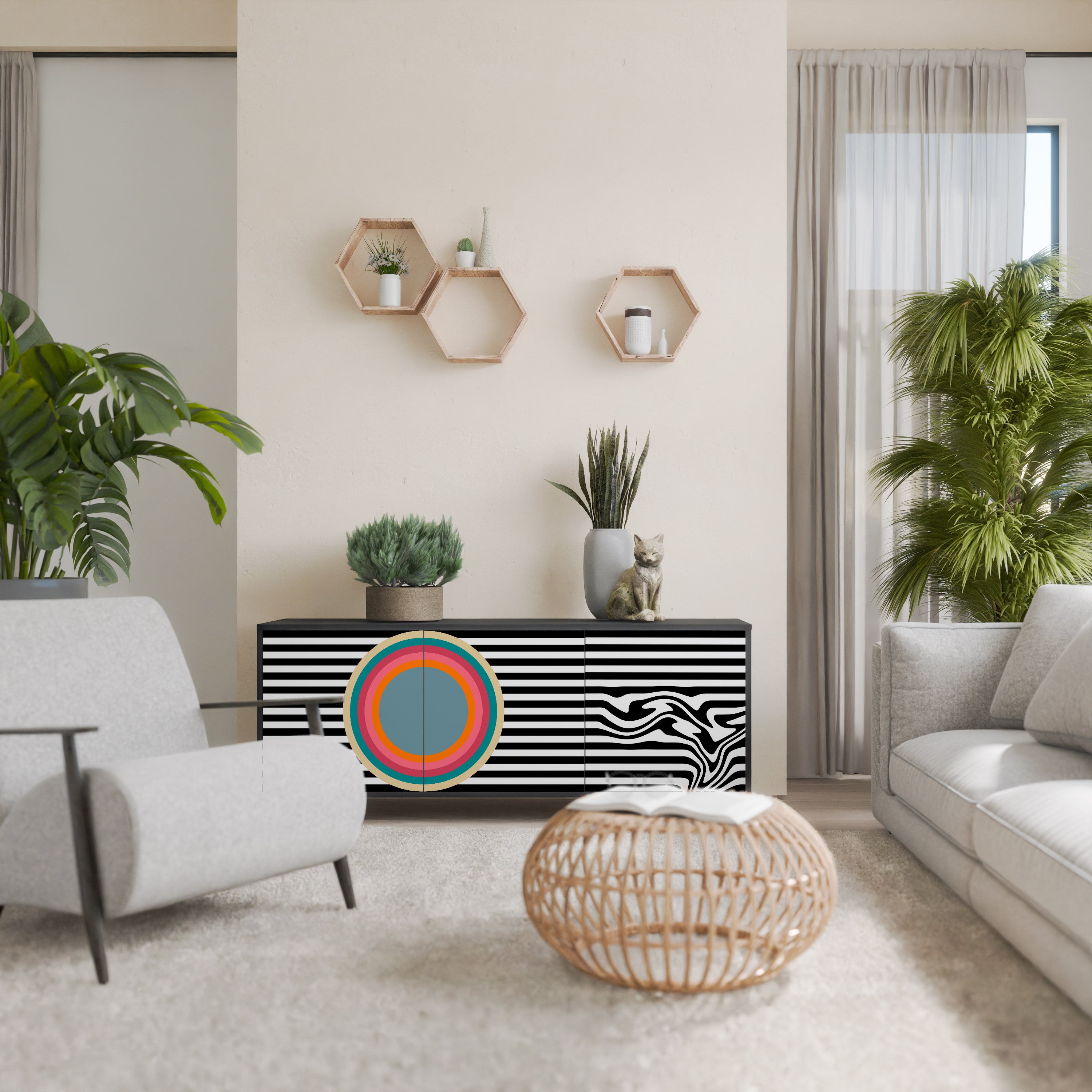 SPECTRA SHOWCASE 3-Door Sideboard in Black Finish