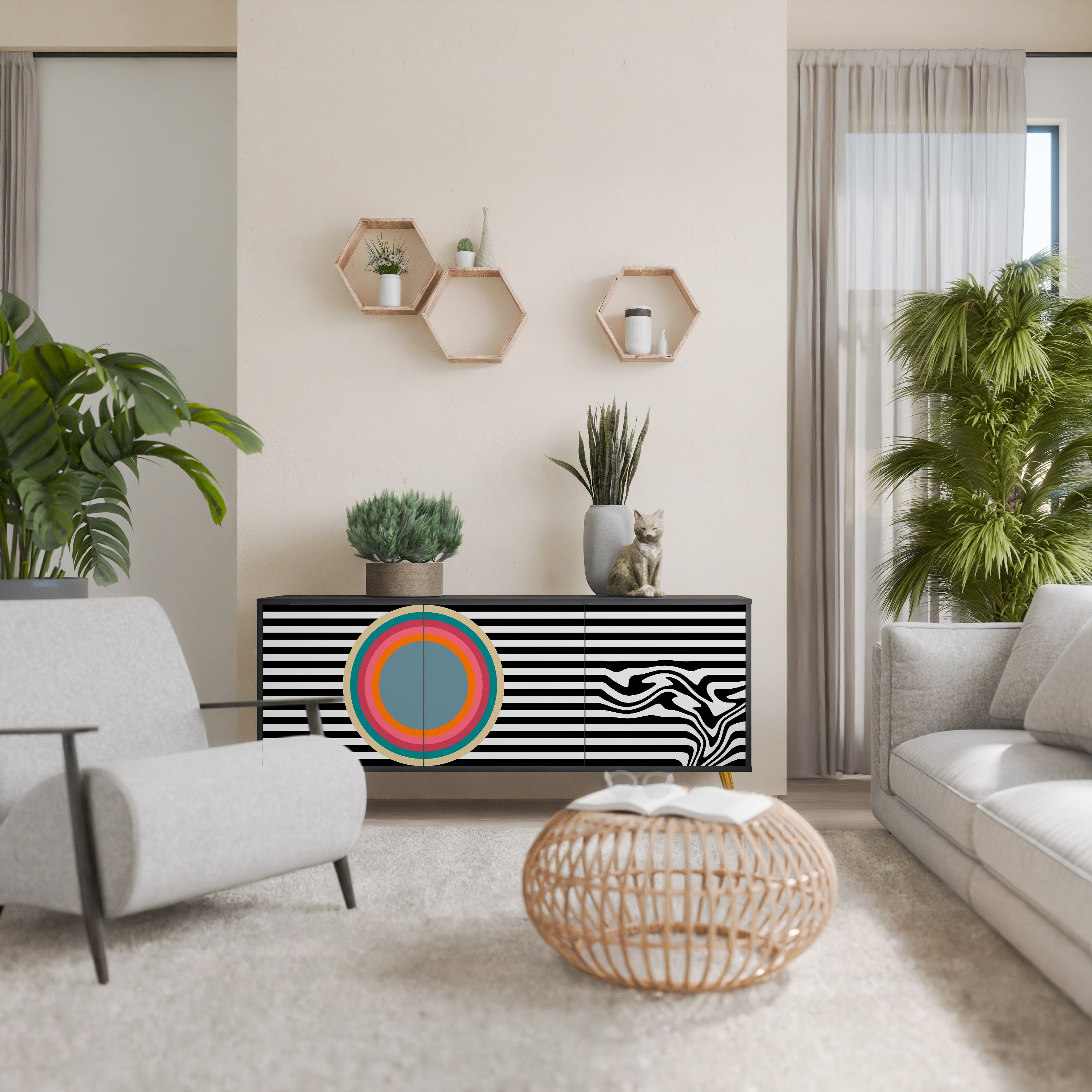 SPECTRA SHOWCASE 3-Door Sideboard in Black Finish