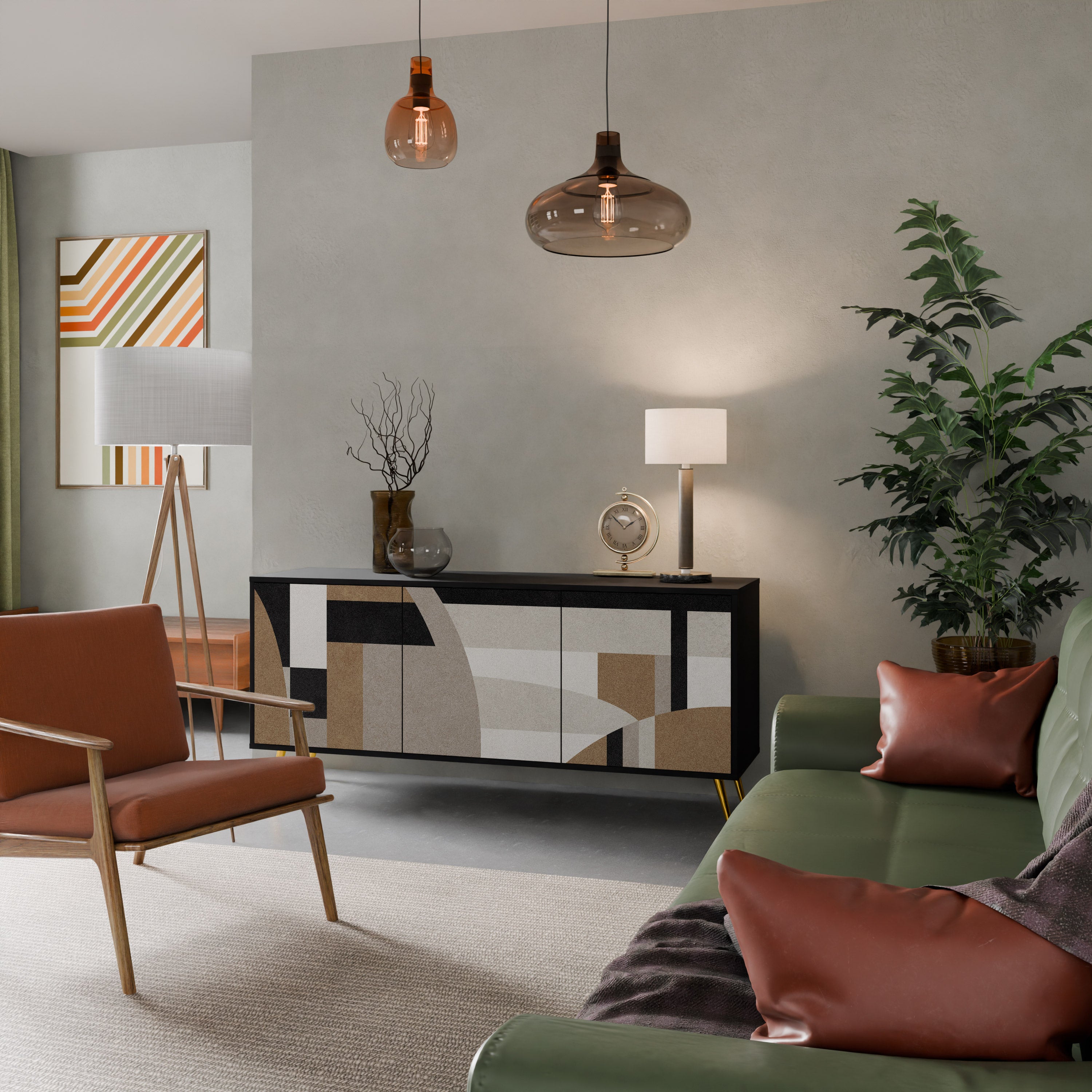 DELICATE MEMENTO 3-Door Sideboard in Black Finish