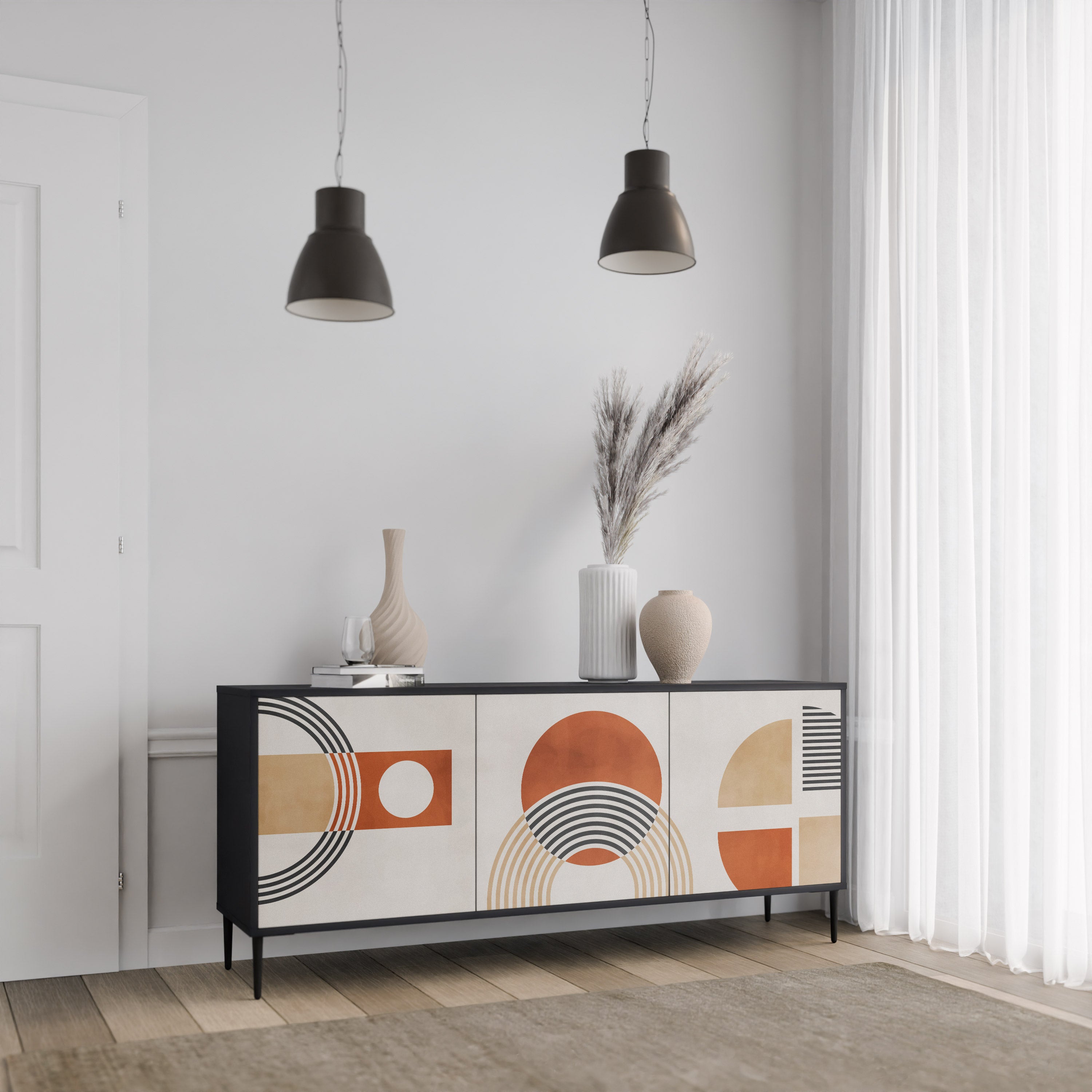SPACE AROUND 3-Door Sideboard in Black Finish