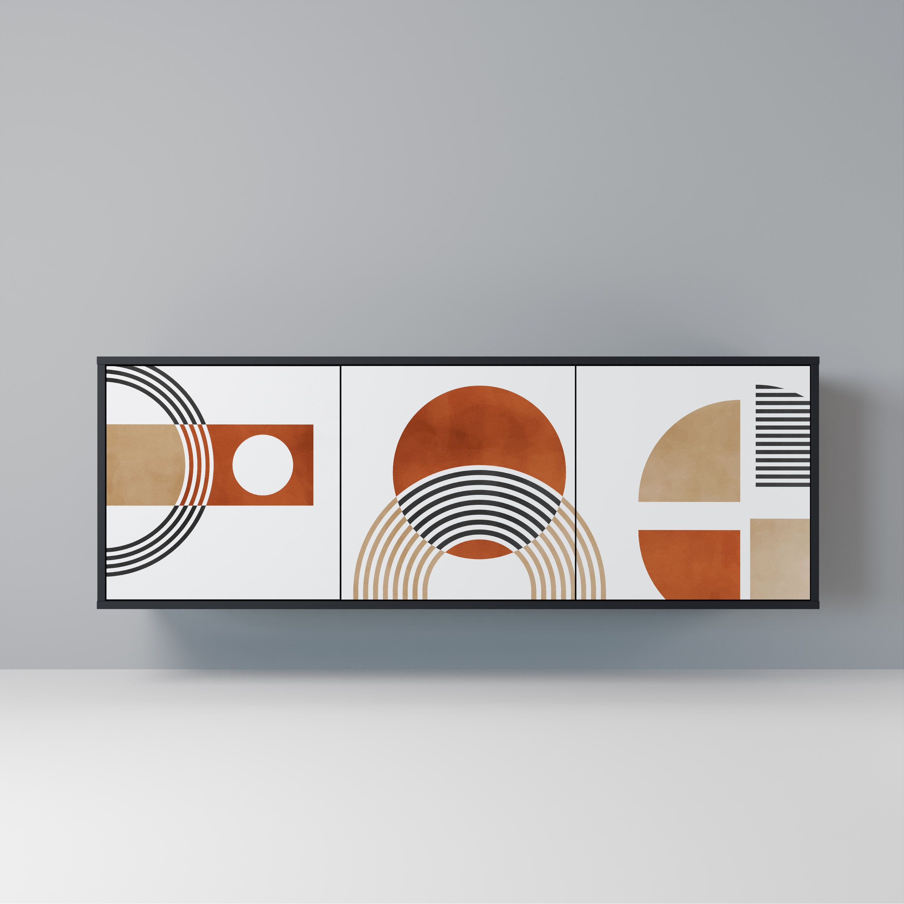 CIRCLE RHYTM 3-Door Sideboard in Black Finish