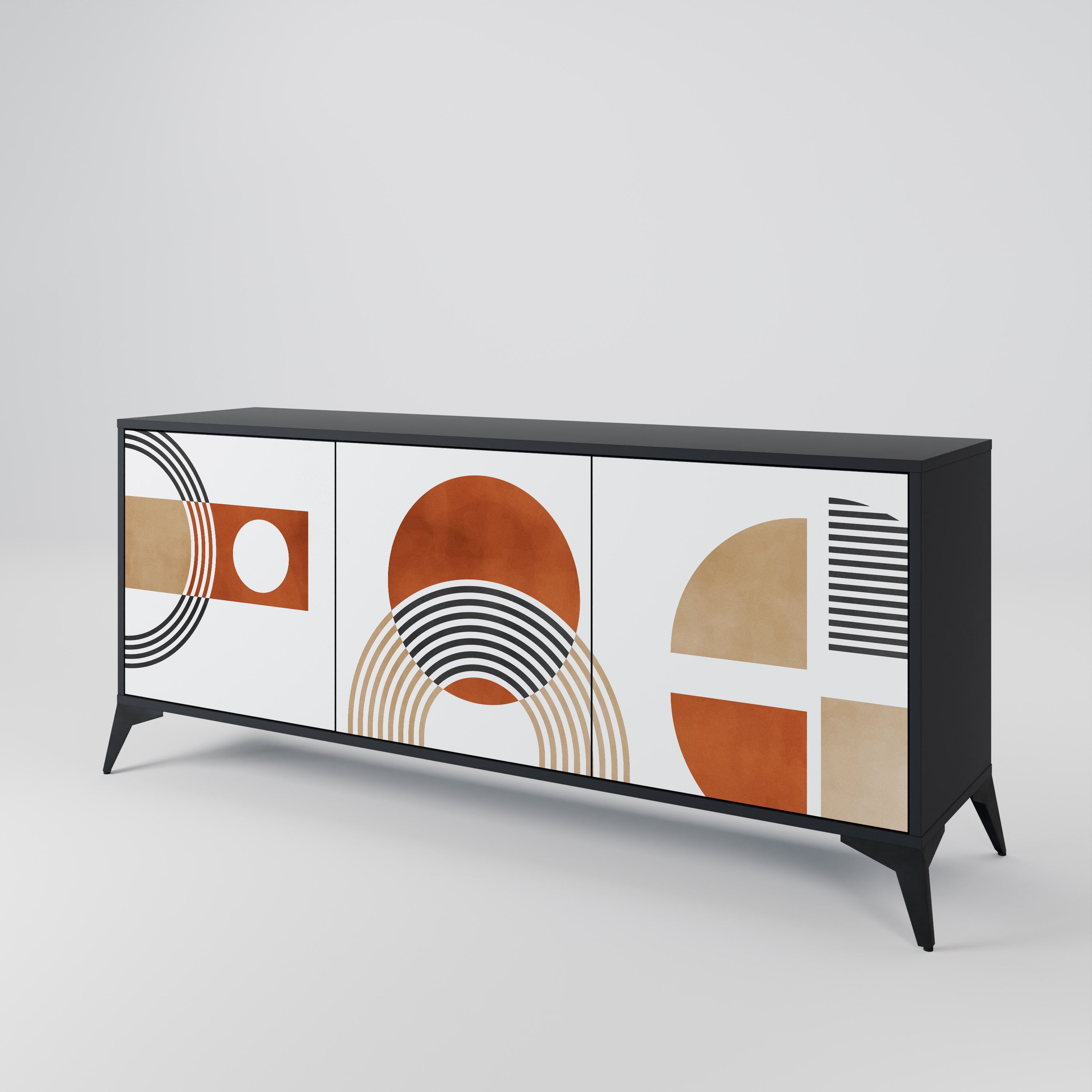 CIRCLE RHYTM 3-Door Sideboard in Black Finish