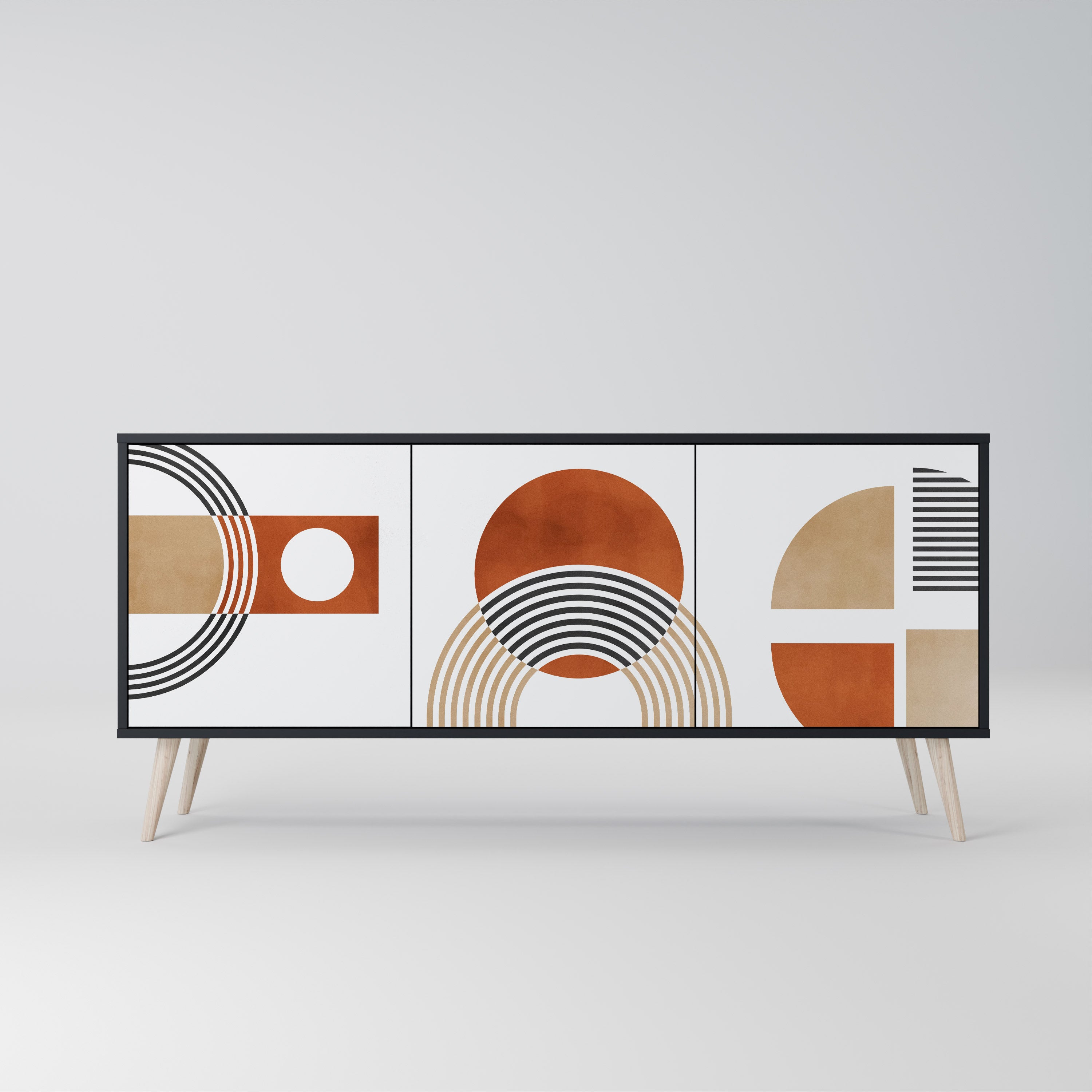 CIRCLE RHYTM 3-Door Sideboard in Black Finish